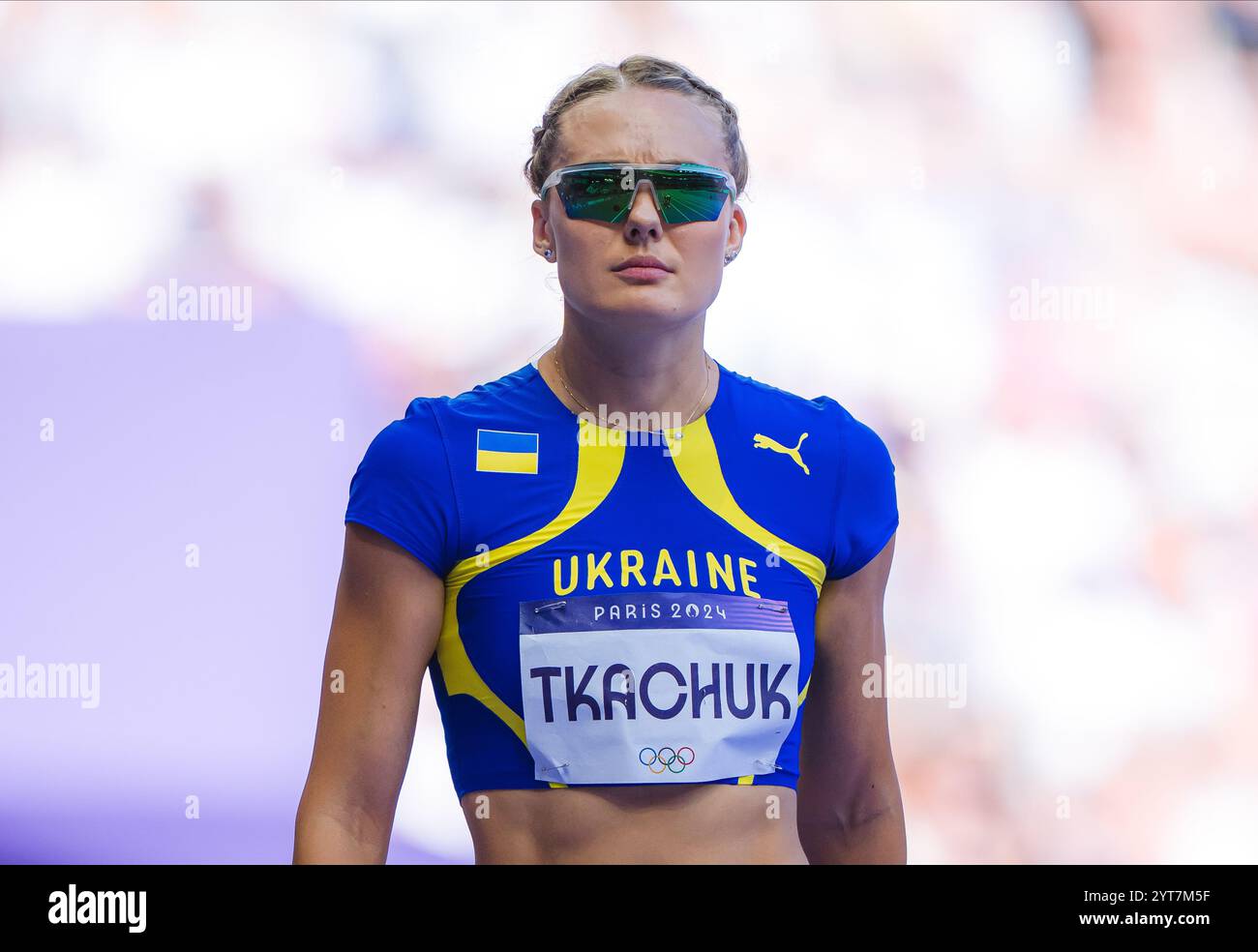 Viktoriya Tkachuk participating in the 400 meters hurdles at the Paris