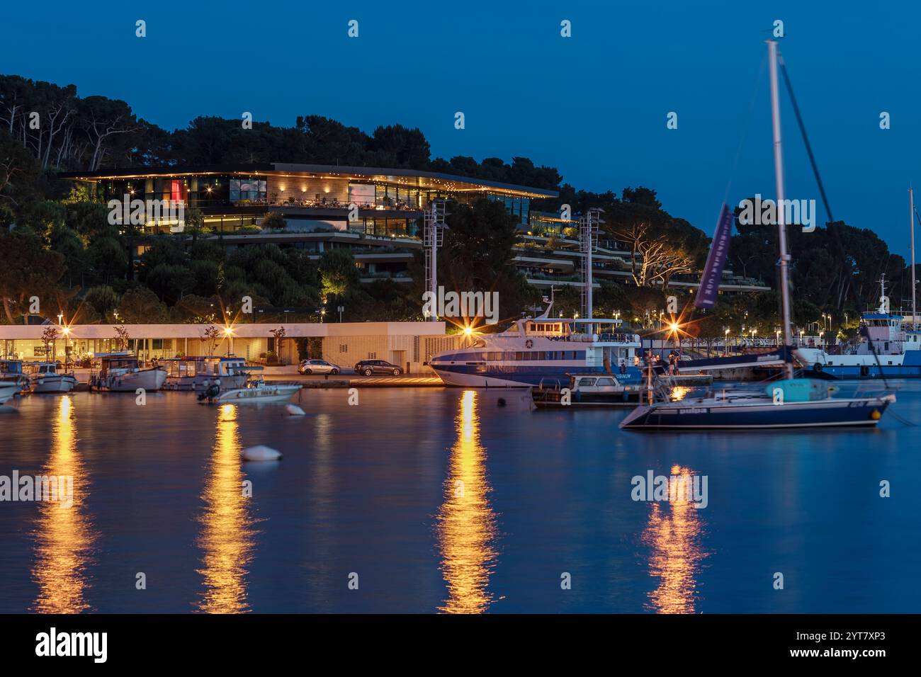 Hotel Lone at the new harbor in the old town, Rovinj, Istria, Croatia Stock Photo