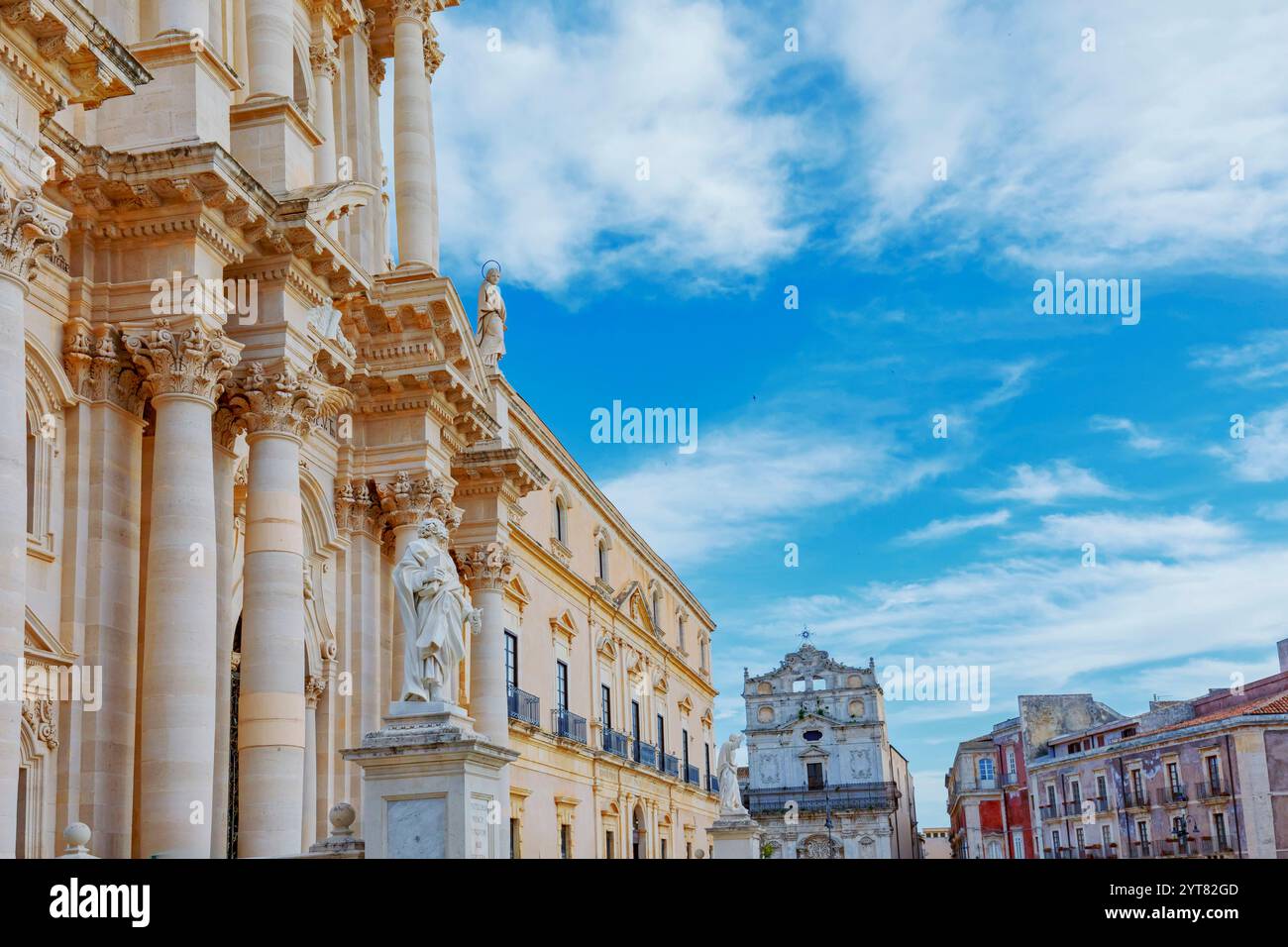 Piazza Duomo, Ortygia, Syracuse, Sicily, Italy Stock Photo