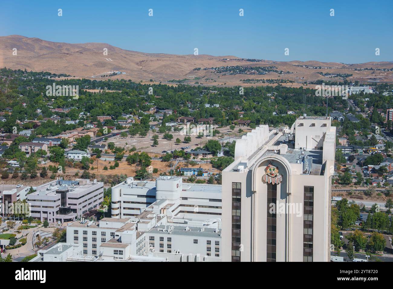 View of Eldorado Resort Casino and Reno's Urban Landscape Stock Photo