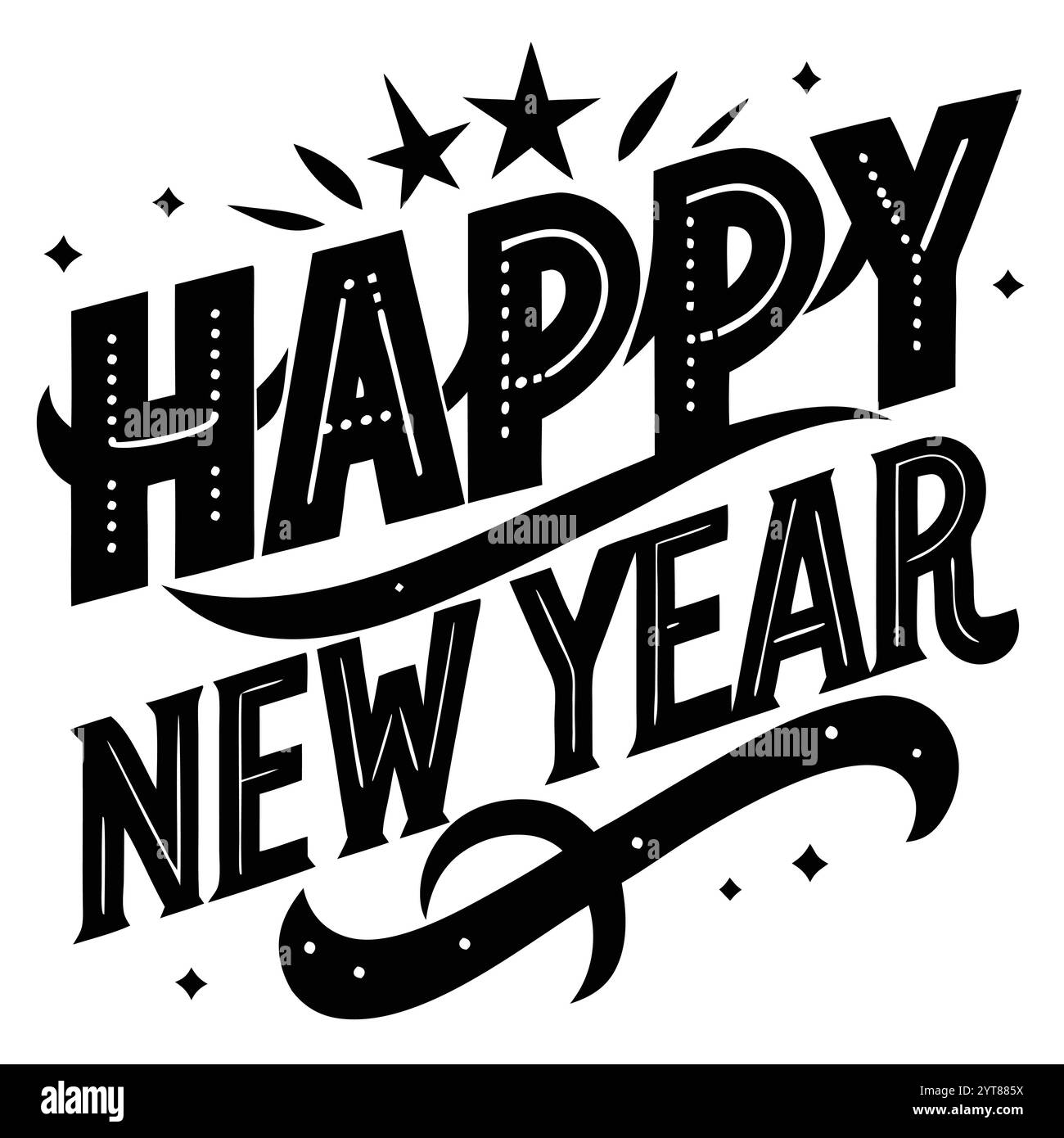 Celebrate Happy New Year 2025 Festive Typography Vector Illustration for TShirt Print Stock