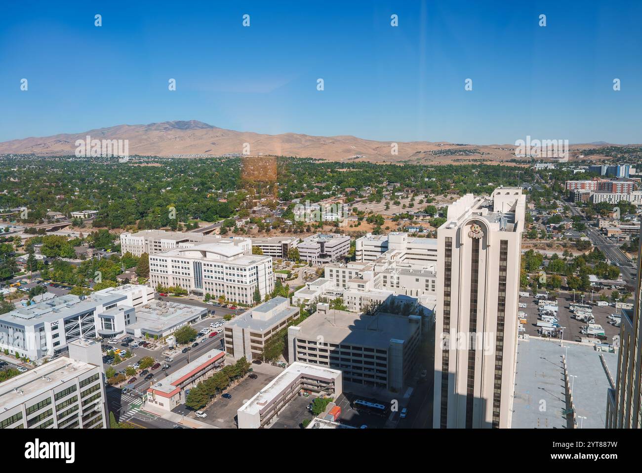 Panoramic View of Reno with Eldorado Resort Casino Tower Stock Photo