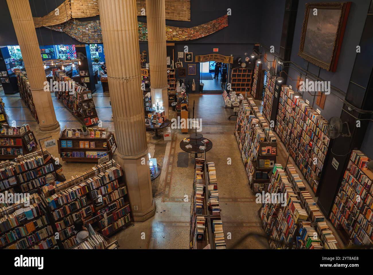 Interior of The Last Bookstore with Ornate Columns and High Ceilings ...