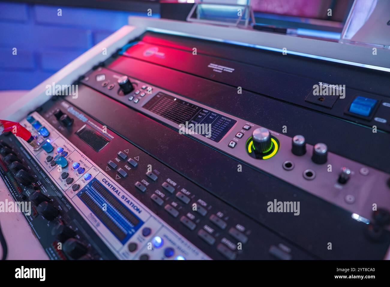 Professional Audio Control Panel with Central Station Label Stock Photo ...