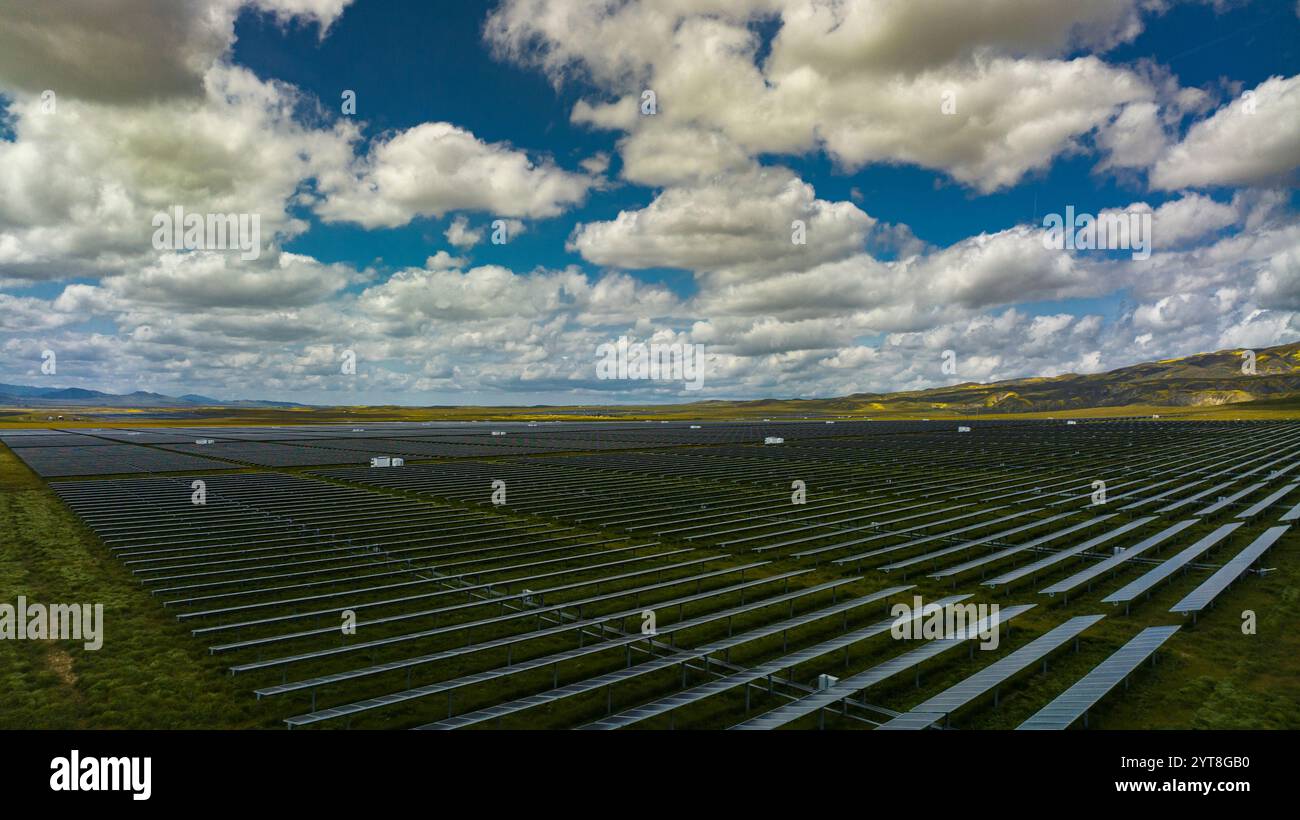 APRIL 2023, CARRIZO PLAIN NATIONAL MONUMENT, aerial of California Solar ...