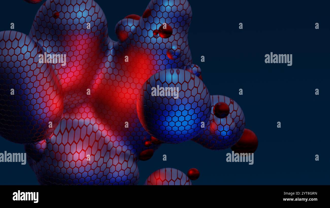 Abstract neon multicolored metaball with scale reptile texture meta ...