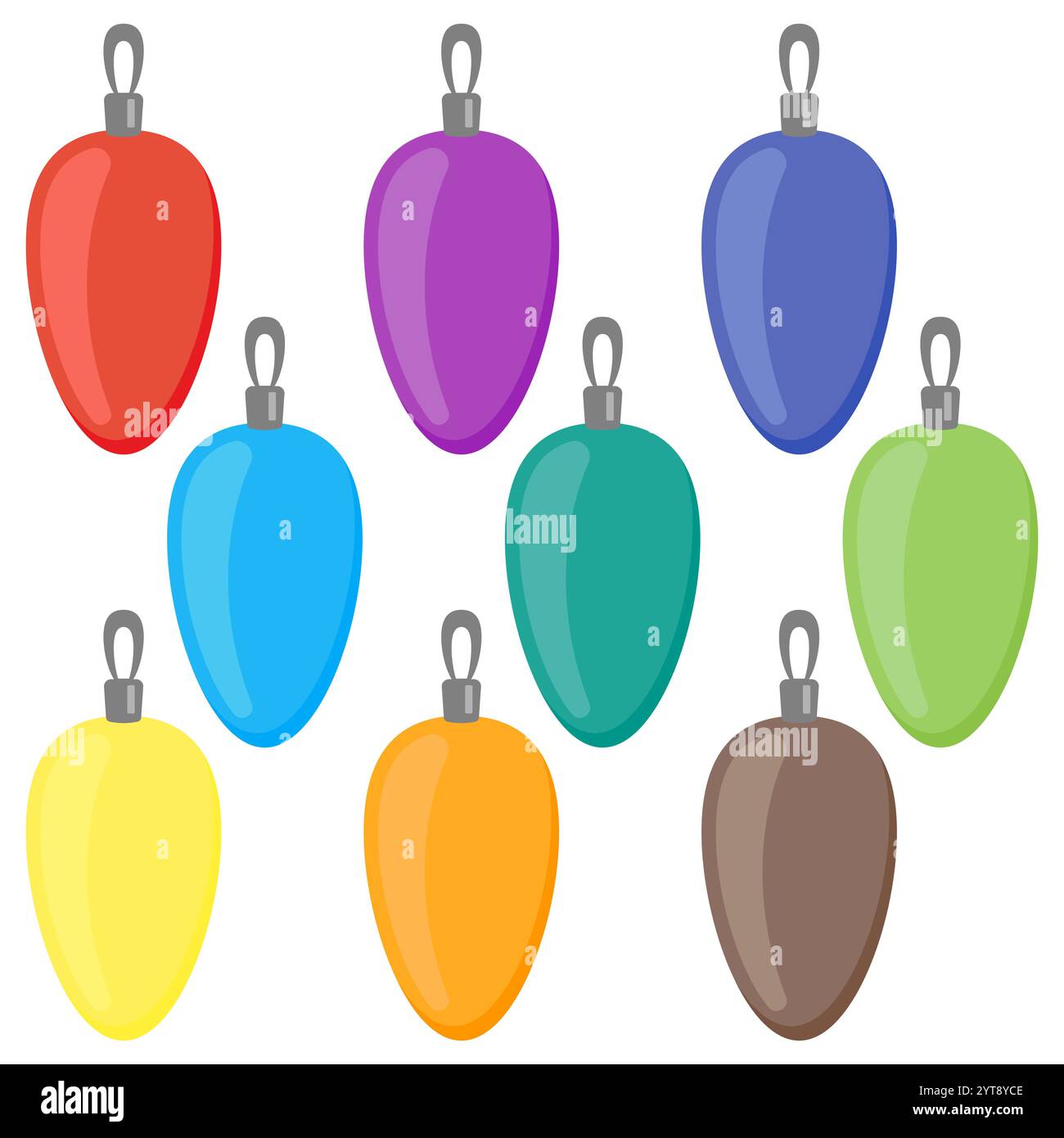 Nine multi colored Christmas balls on a white background. Vector illustration. Stock Vector