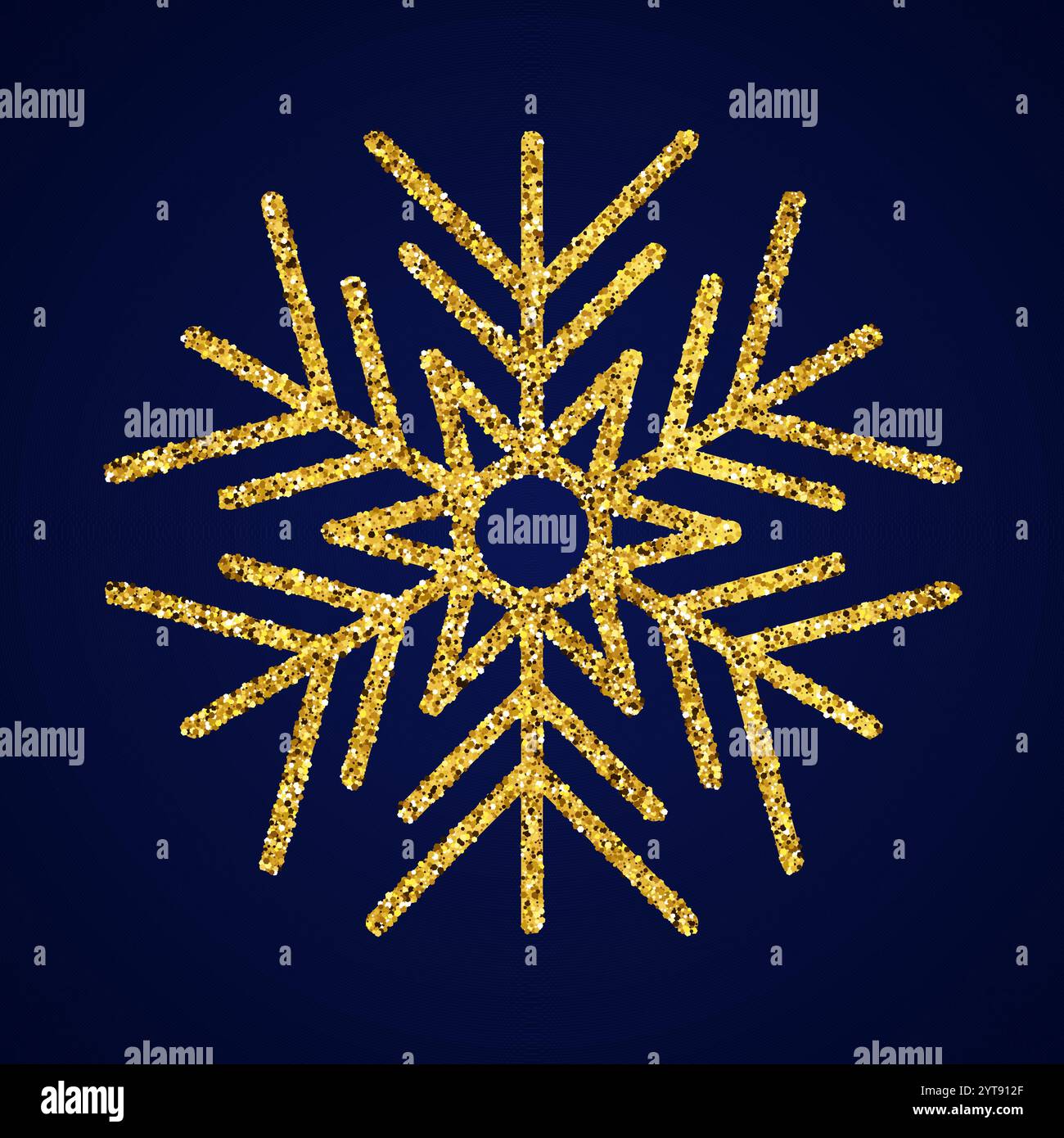 Gold glitter snowflake on dark blue background. Christmas and New Year ...