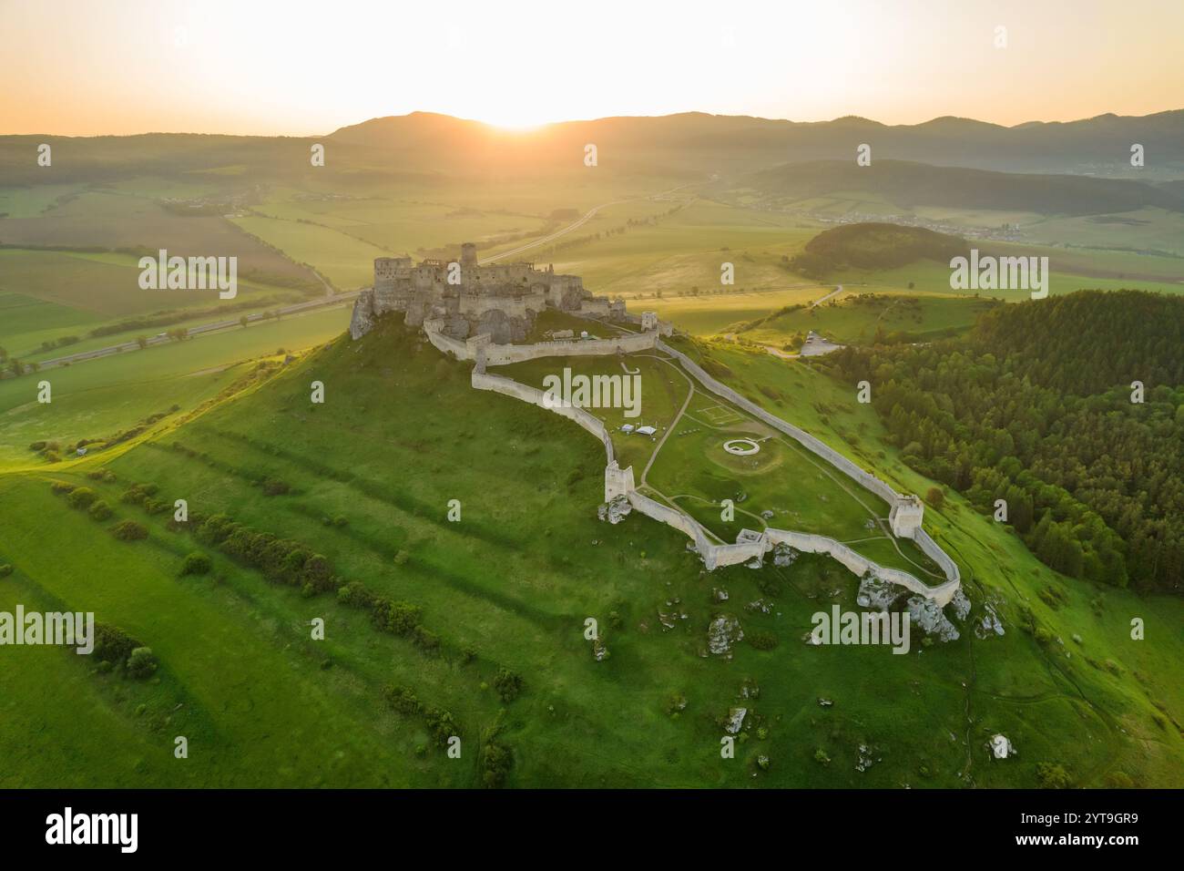 Aerial View Of The Spis Castle At Sunrise Unesco World Heritage Site Aerial View Of The Spis Castle At Sunrise Unesco World Heritage Site