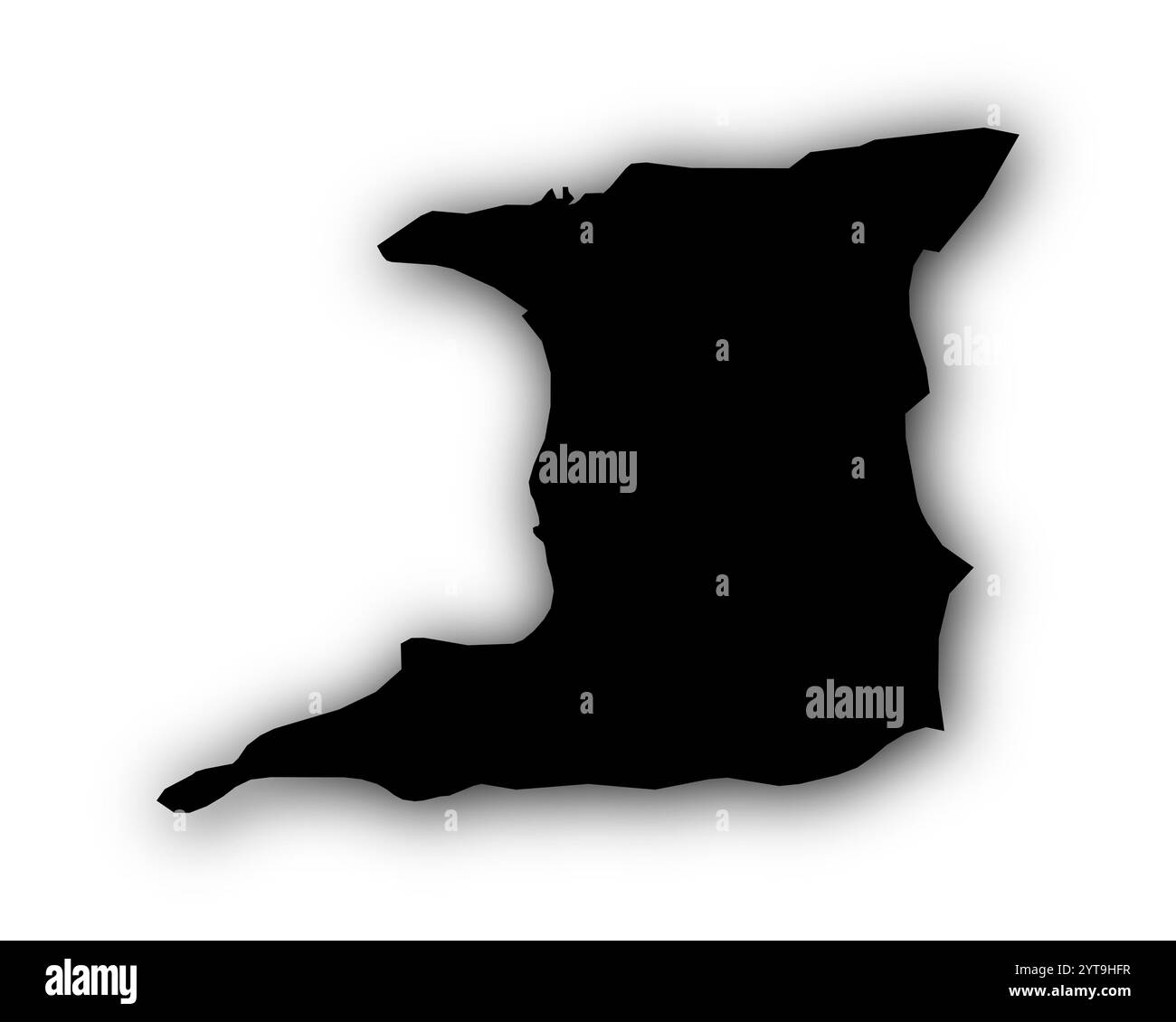 Map of trinidad and tobago with shadows stock photo alamy