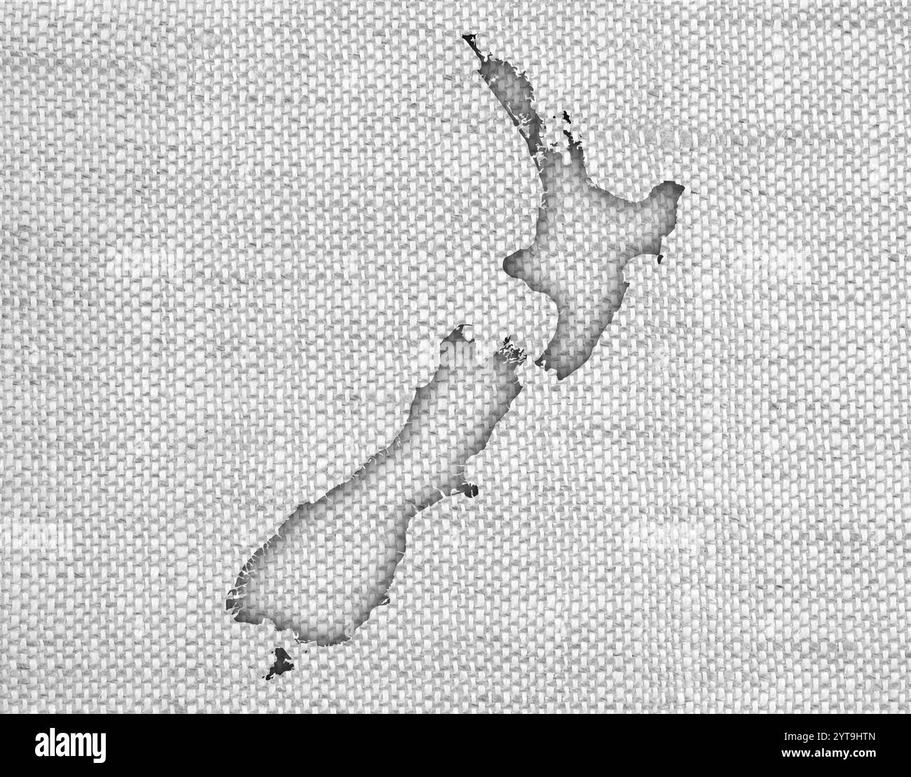 Map of New Zealand on linen Stock Photo