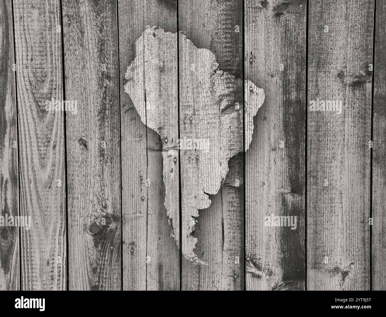 Map of South America on weathered wood Stock Photo - Alamy