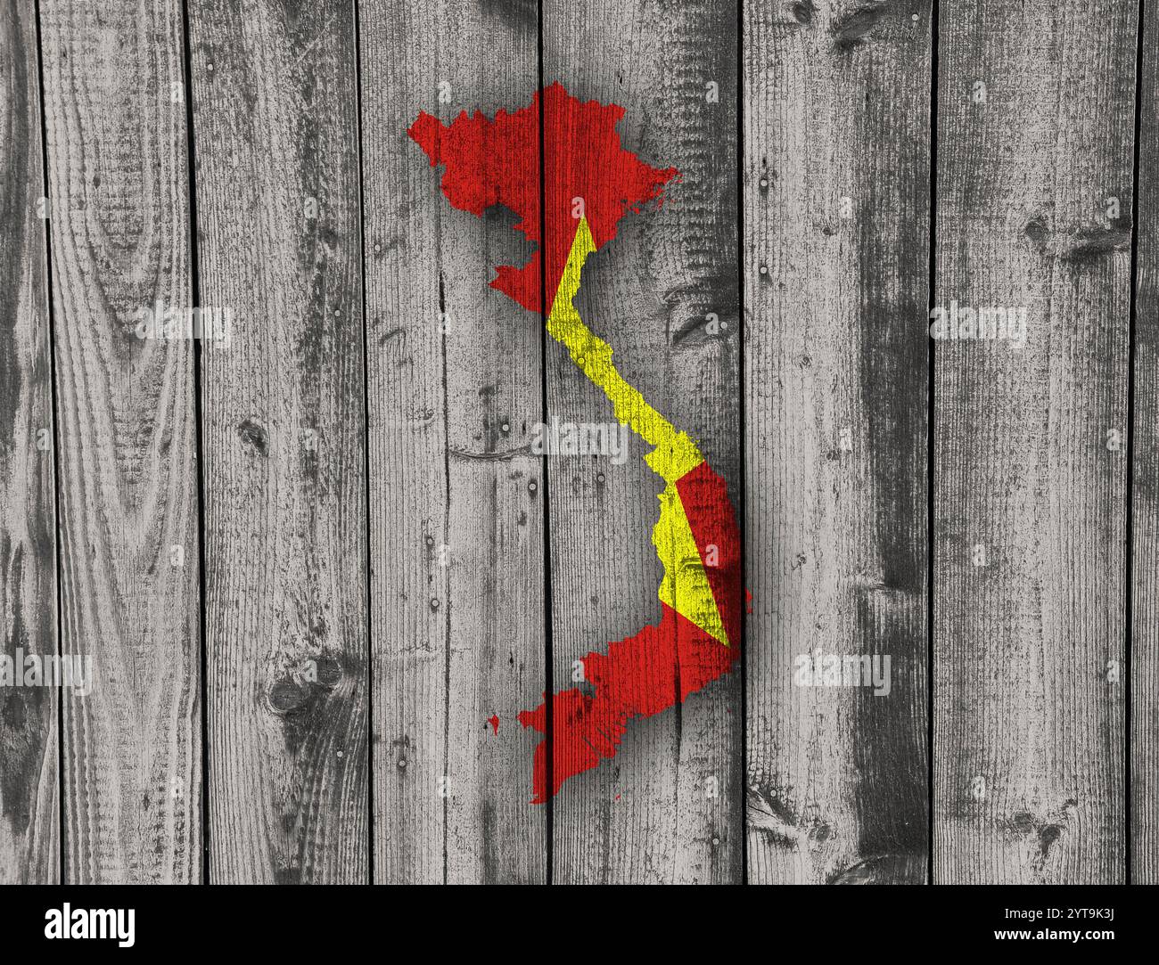 Map and flag of Vietnam on weathered wood Stock Photo - Alamy