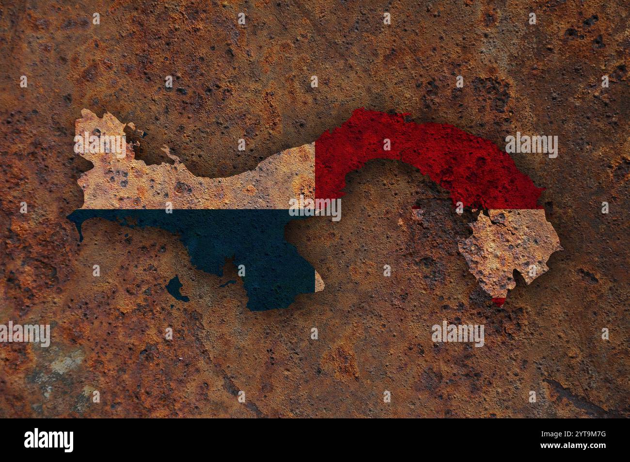 Map and flag of Panama on rusty metal Stock Photo - Alamy