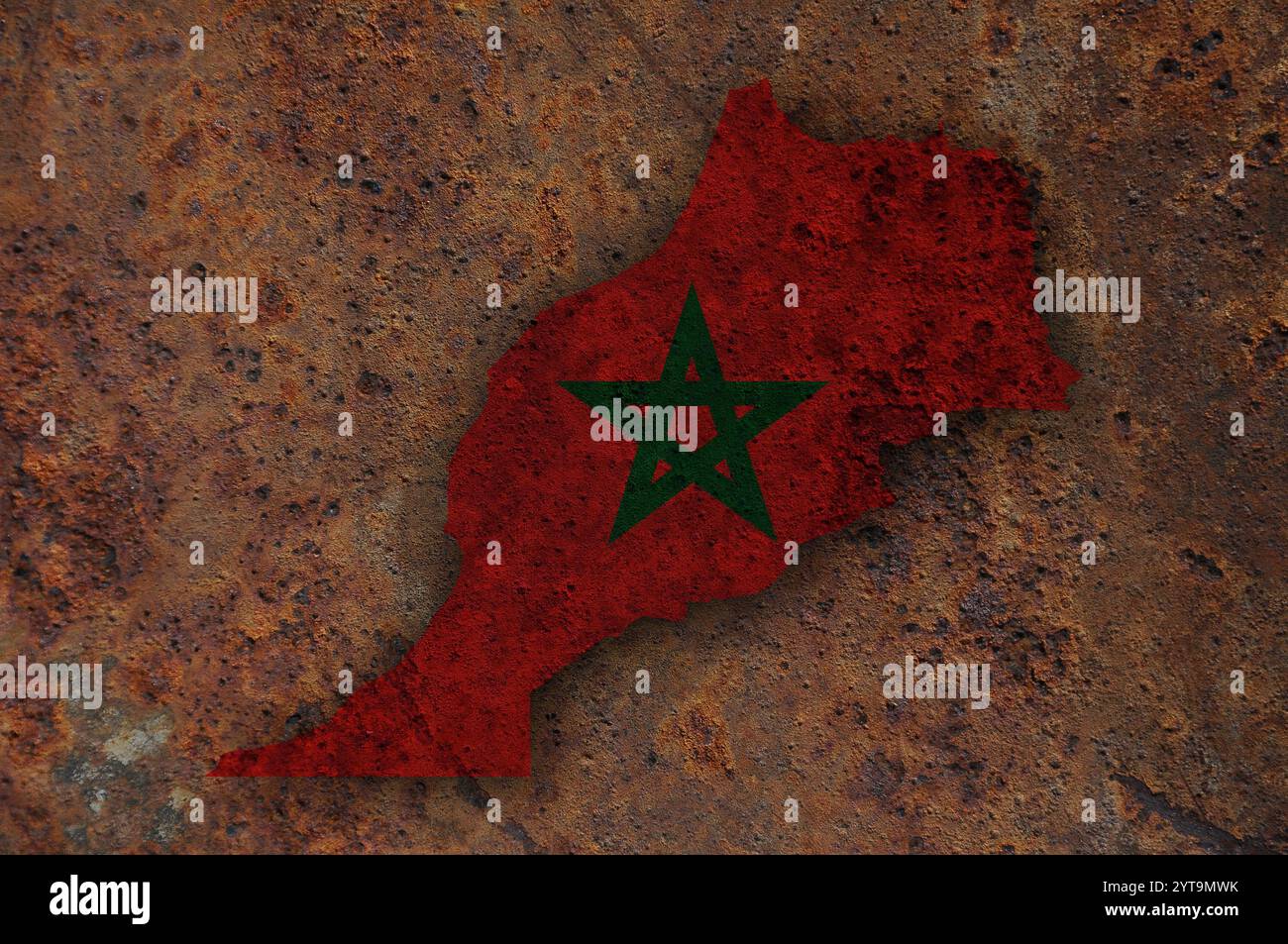 Map and flag of morocco on rusty metal hi-res stock photography and ...