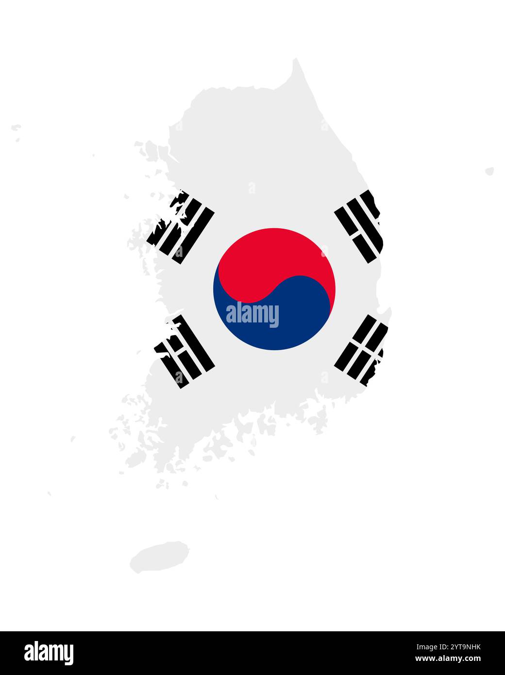 Flag in map of south korea stock photo alamy