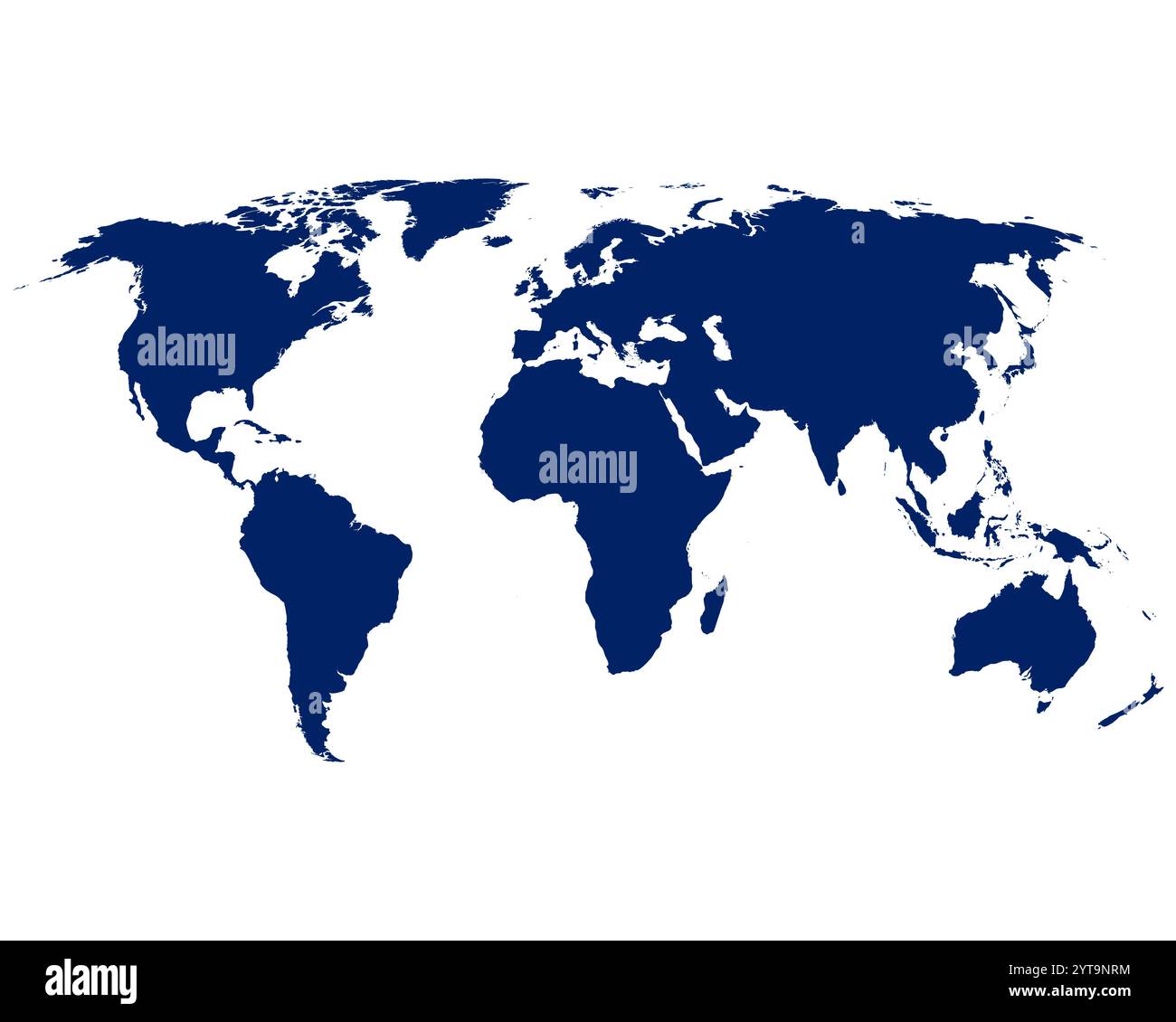 Blue color world map hi res stock - Map Of The World In Blue Color 2YT9NRM