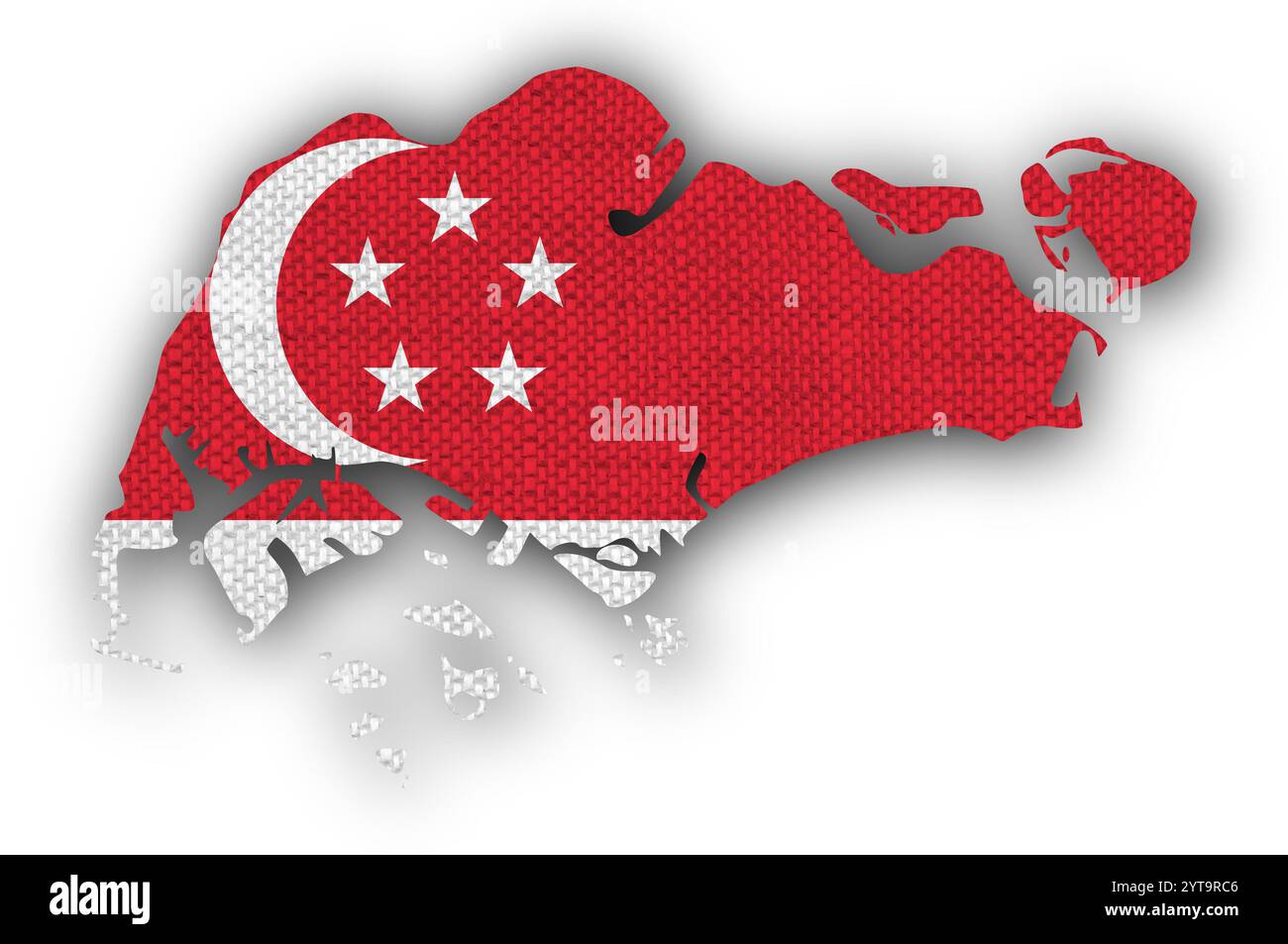 Map and flag of Singapore on old linen Stock Photo