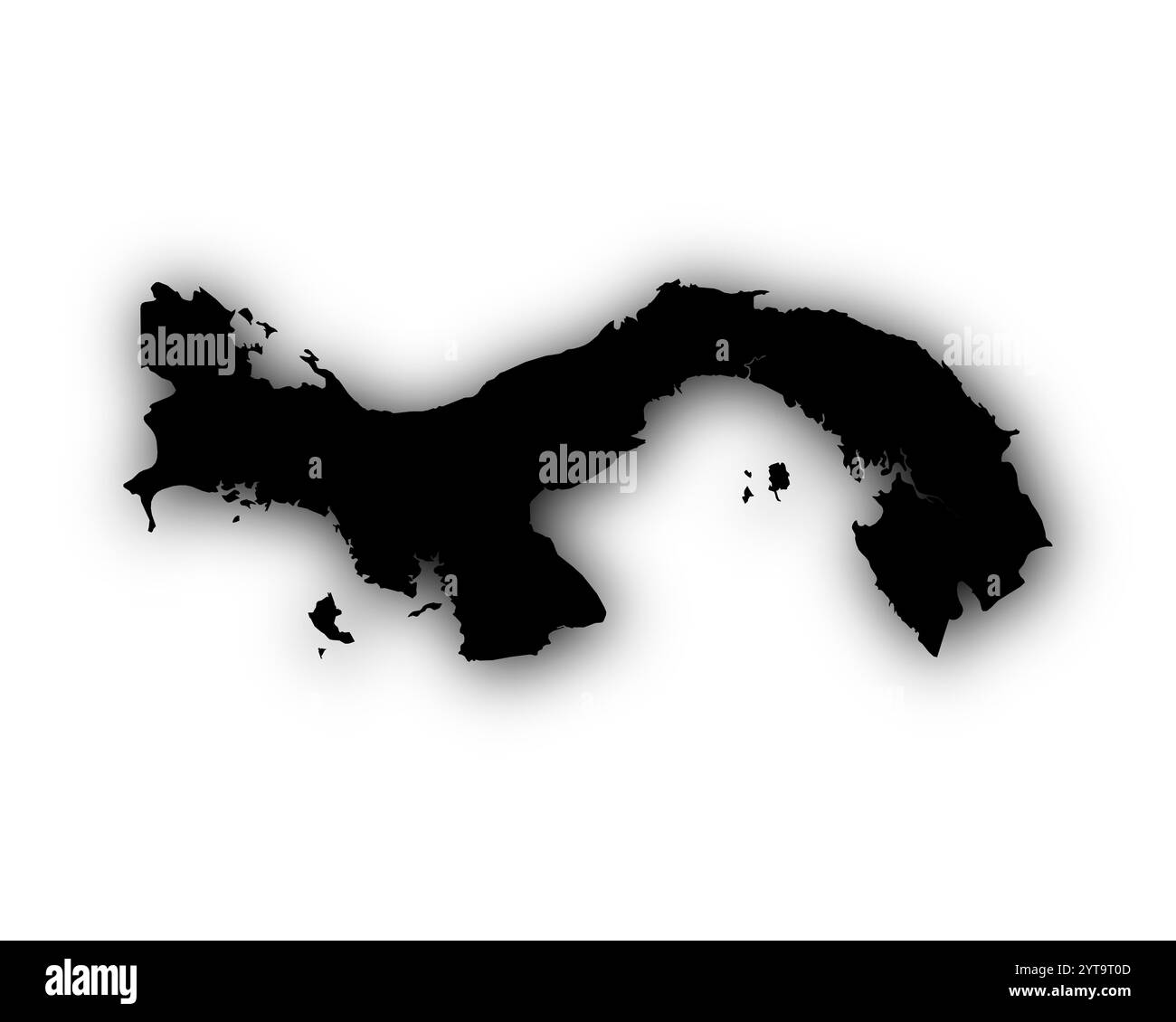 Map of Panama with shadows Stock Photo