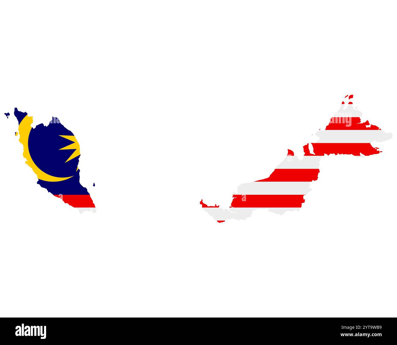 Flag in map of Malaysia Stock Photo
