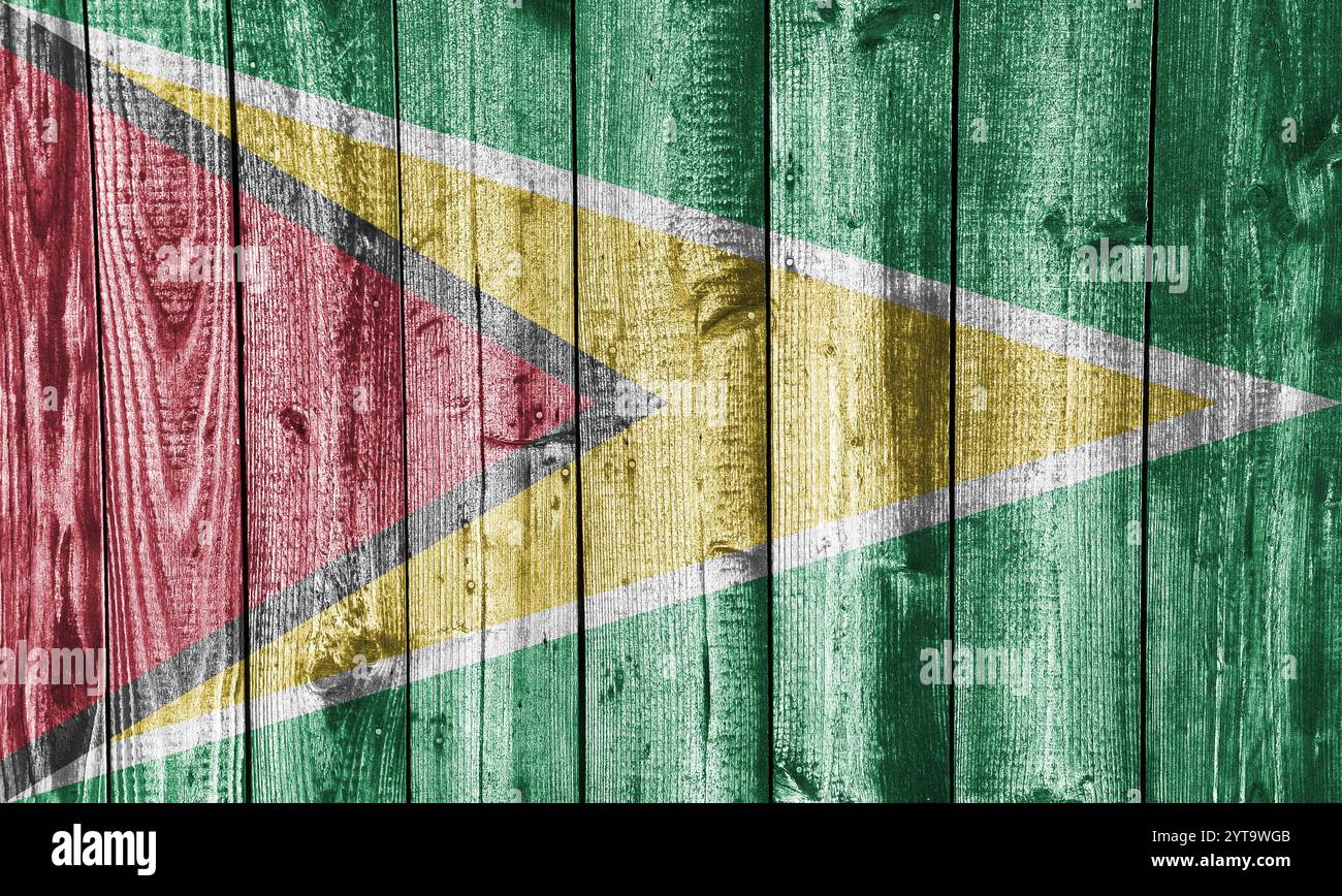 Guyana flag on weathered wood Stock Photo - Alamy