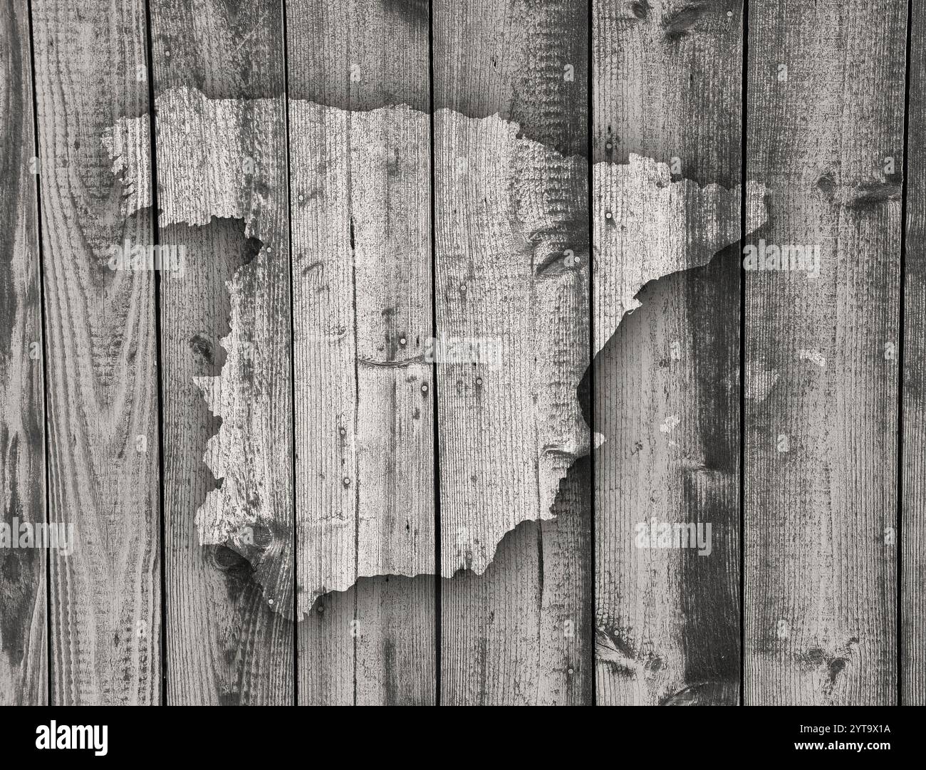 Map of Spain on weathered wood Stock Photo - Alamy