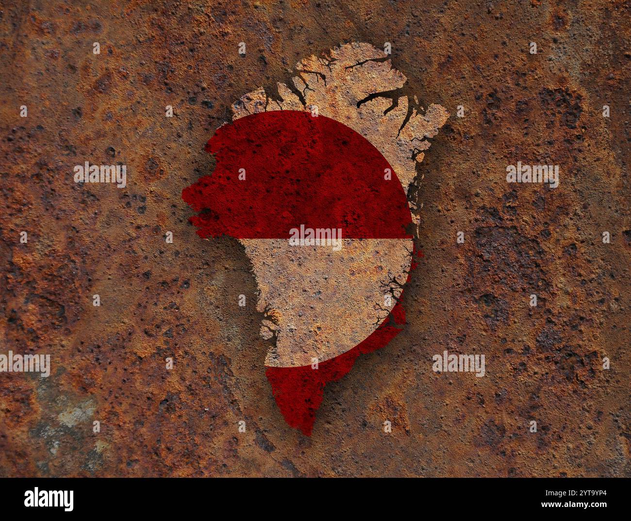 Map and flag of Greenland on rusty metal Stock Photo - Alamy