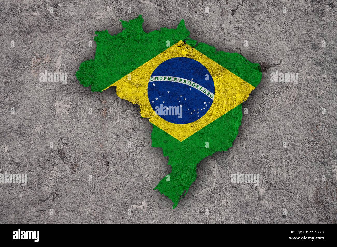 Map and flag of brazil on weathered concrete hi-res stock photography ...