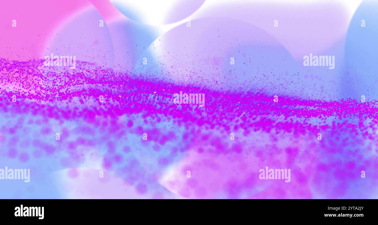 Abstract image with pink and purple particles forming wave patterns Stock Photo