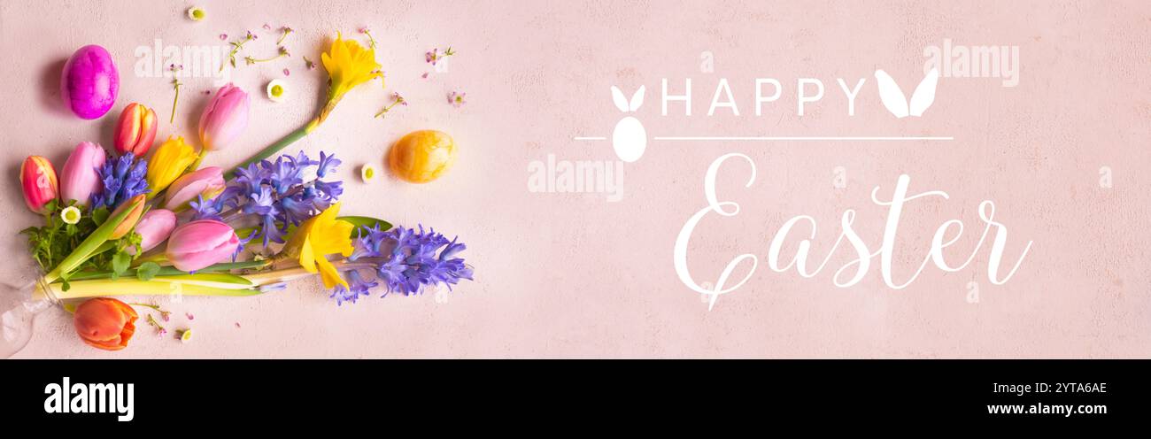 Colorful signs of spring for easter greetings Stock Photo