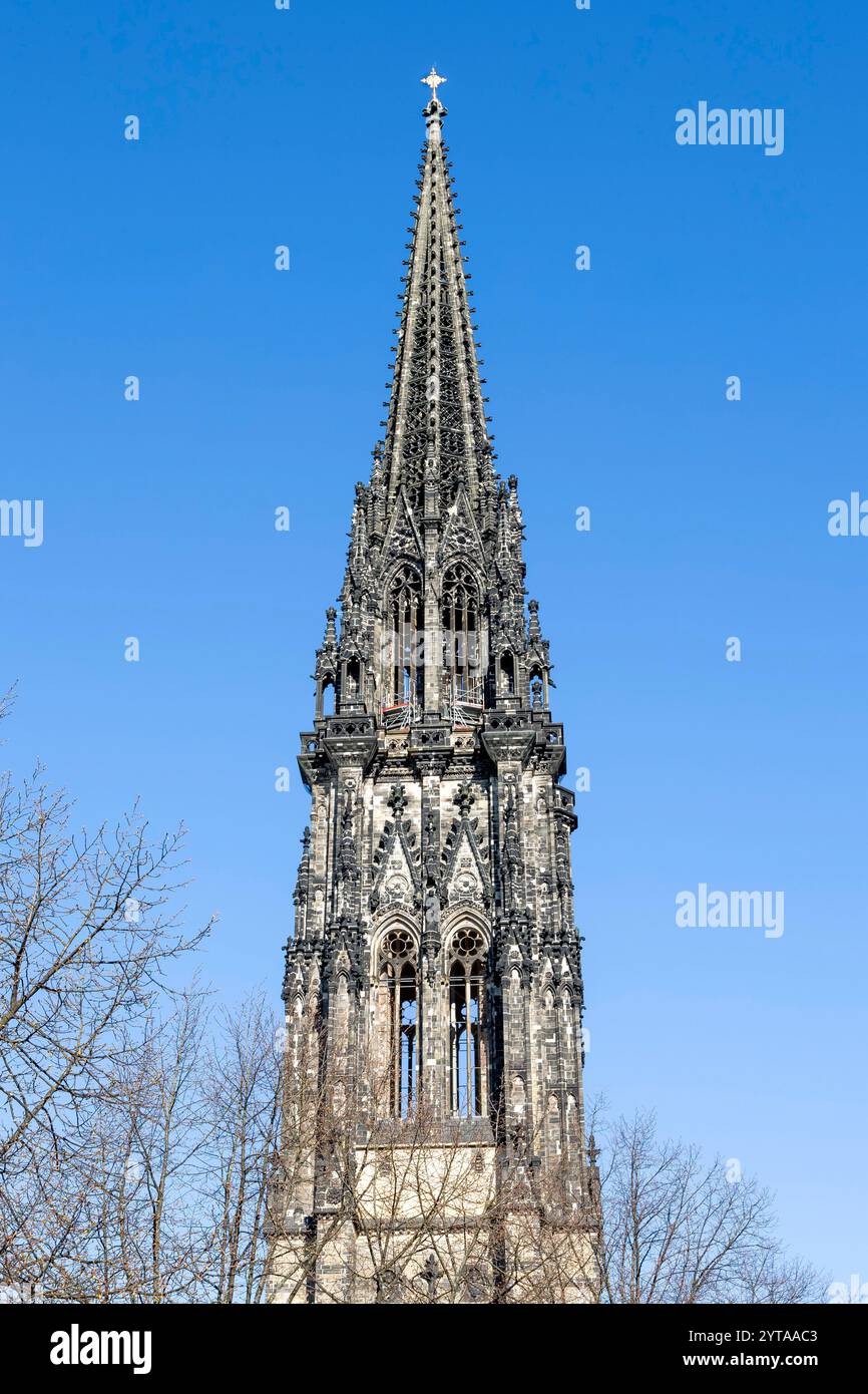 Nikolaikirche church tower Hamburg Stock Photo