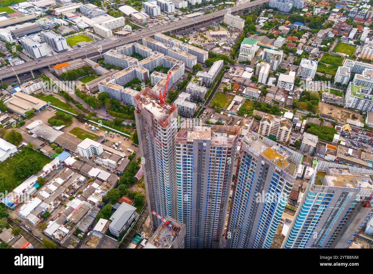 City top view of skyscrapers building, aerial view above cityscape ...