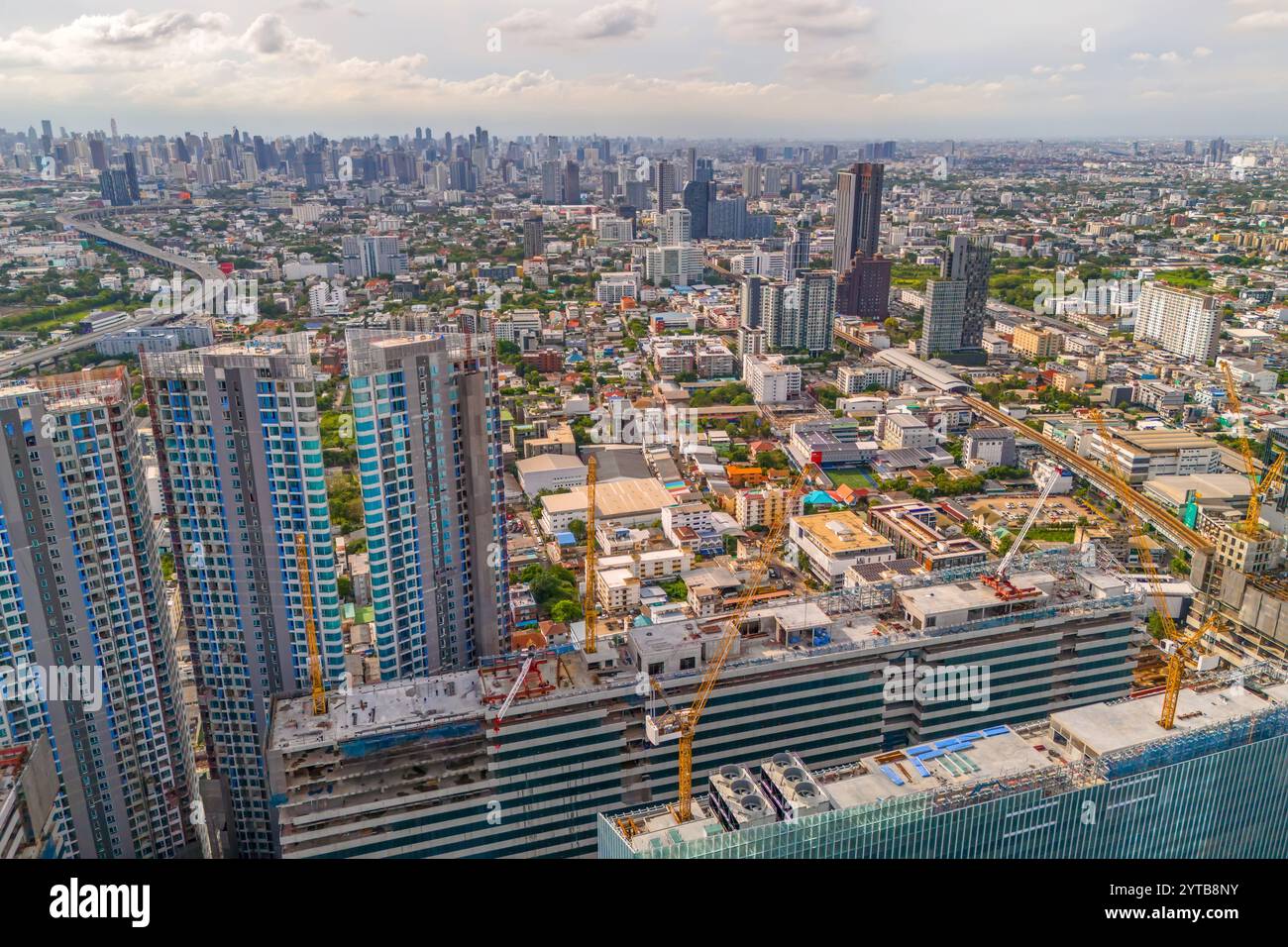 City top view of skyscrapers building, aerial view above cityscape ...