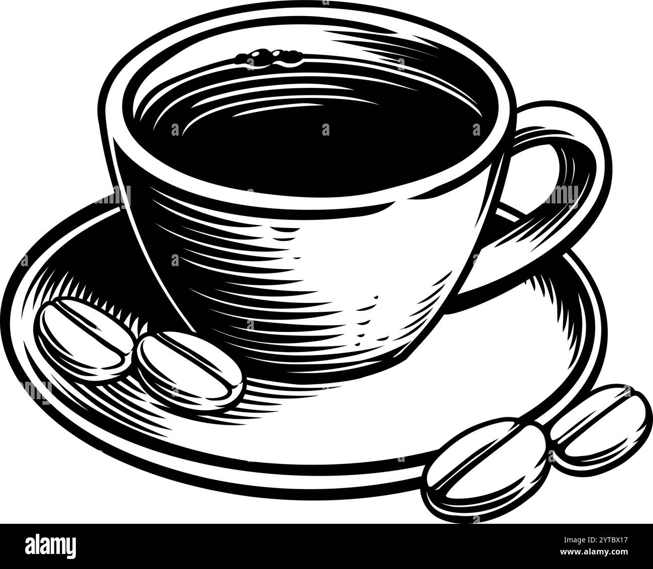 A Coffee Cup Mug and Coffee Beans Illustration Stock Vector Image & Art ...