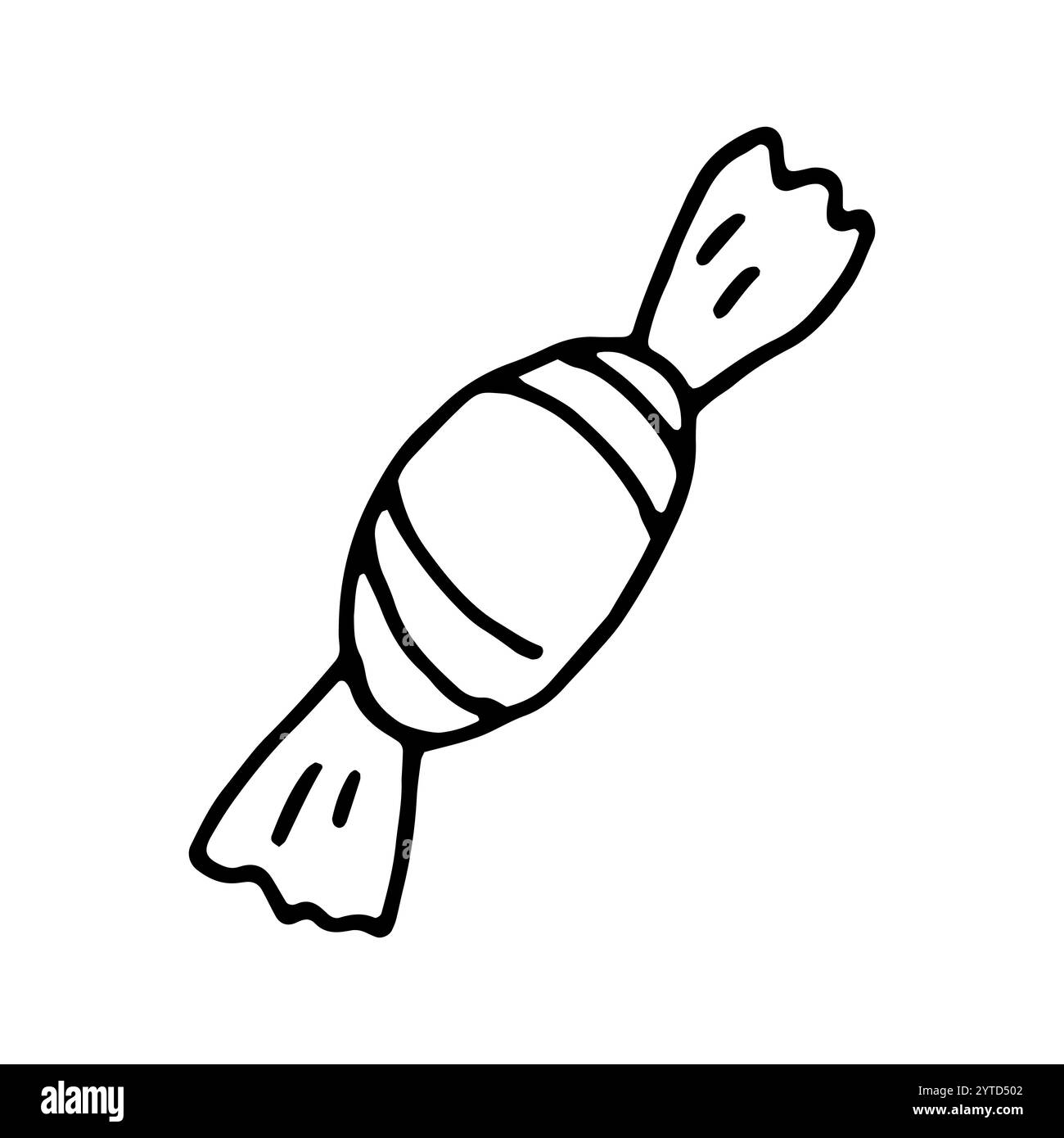 Candy in a striped wrapper is handmade in the doodle style. A contoured ...