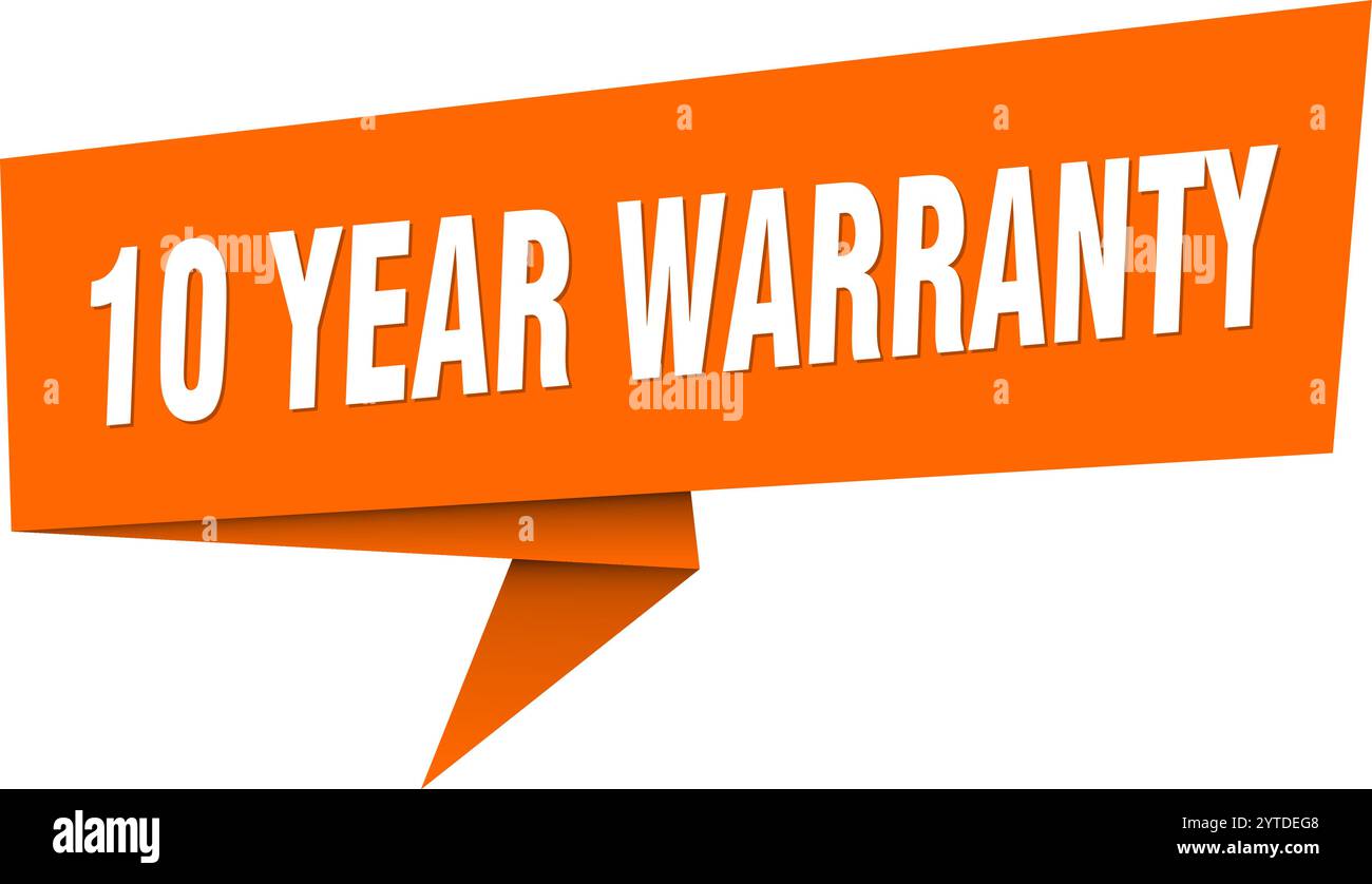 10 year warranty banner. 10 year warranty speech bubble, label, sticker ...