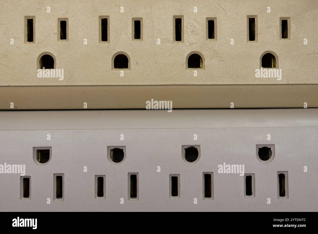 Power strip outlets with close up Stock Photo
