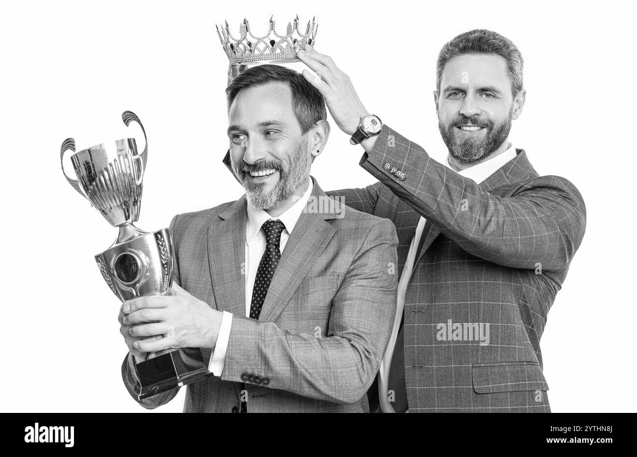 Champion businessman rewarded success Black and White Stock Photos ...