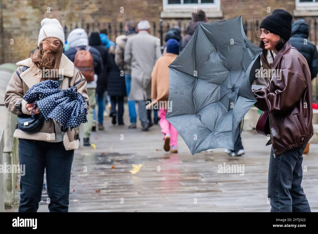 London, UK. 7th Dec, 2024. Many umbrellas are damaged or blown away ...