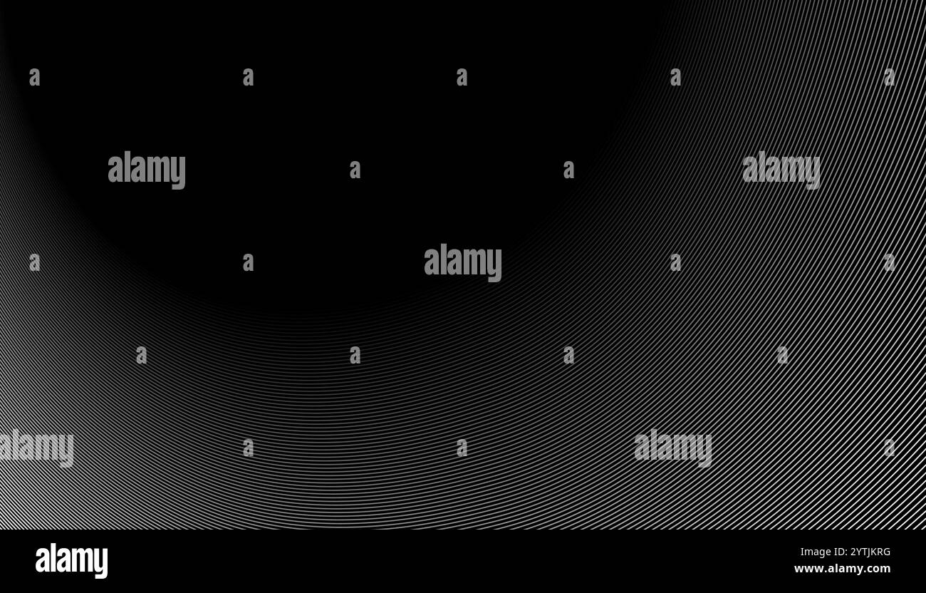Abstract black background with flowing white curved lines creating a ...