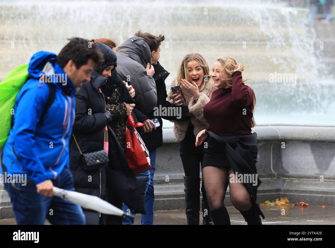 London, UK, 7th December . The high winds and rain of Storm Darragh ...