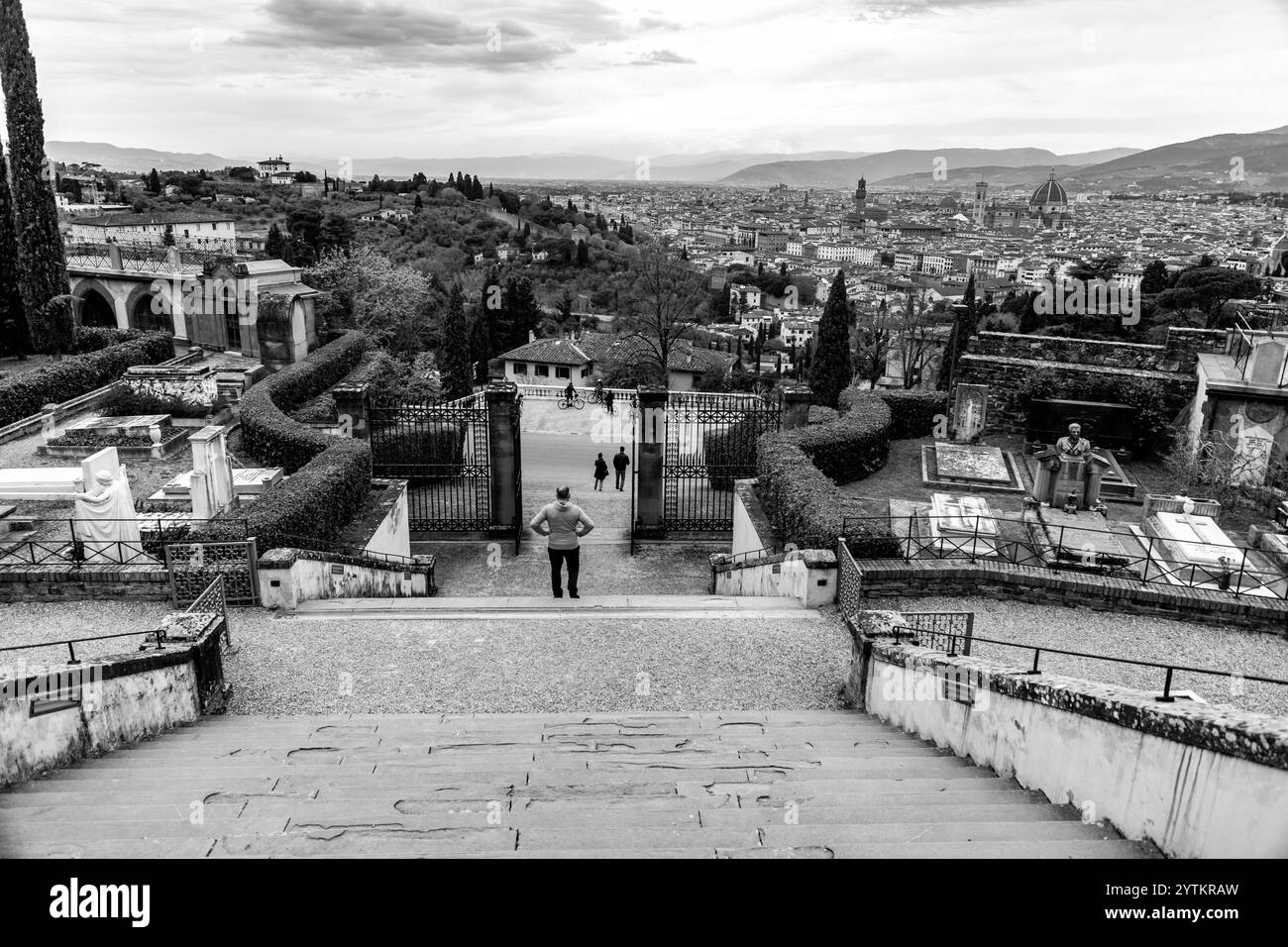 Florence, Italy - April 6, 2022: Cimitero delle Porte Sante, The Sacred Doors Cemetery, is a monumental cemetery in Florence located within the fortif Stock Photo