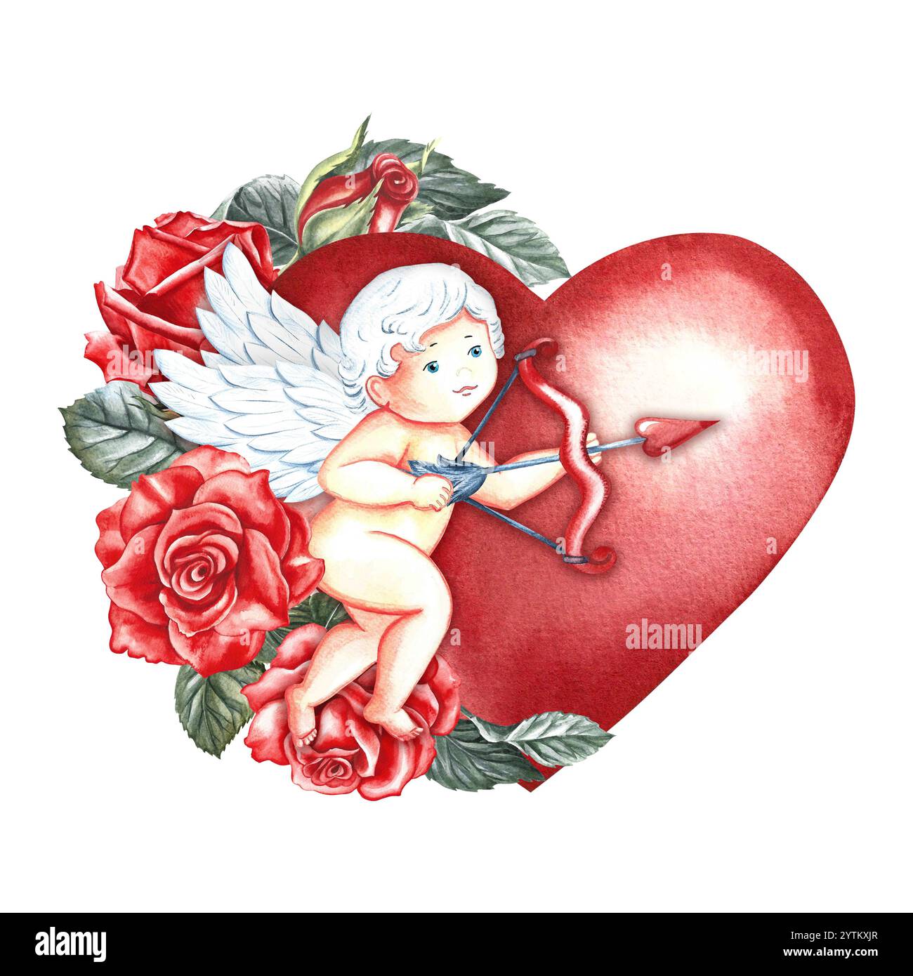 C. 1907 Valentine postcard with angels C. 1907 Valentine postcard with angels