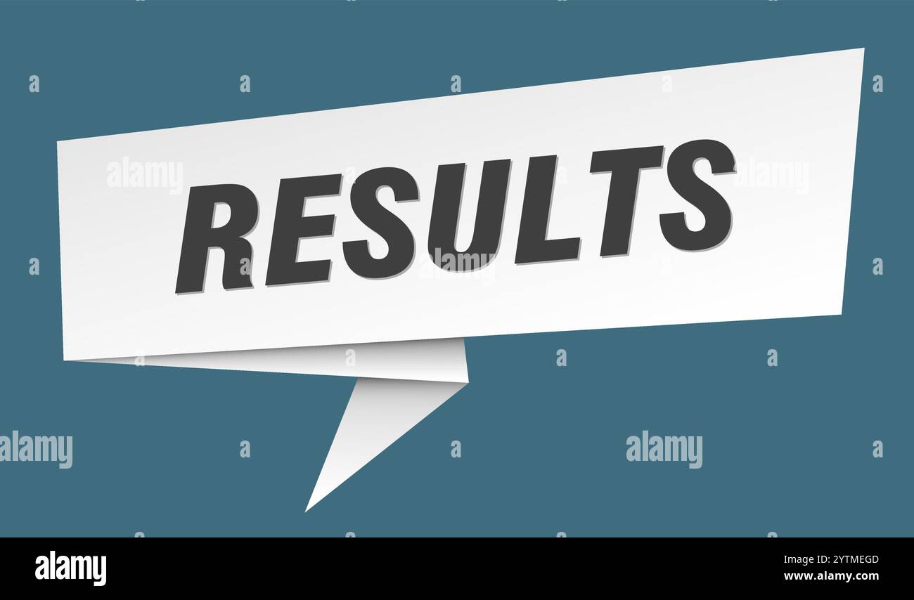 results banner. results speech bubble, label, sticker, ribbon, sign ...