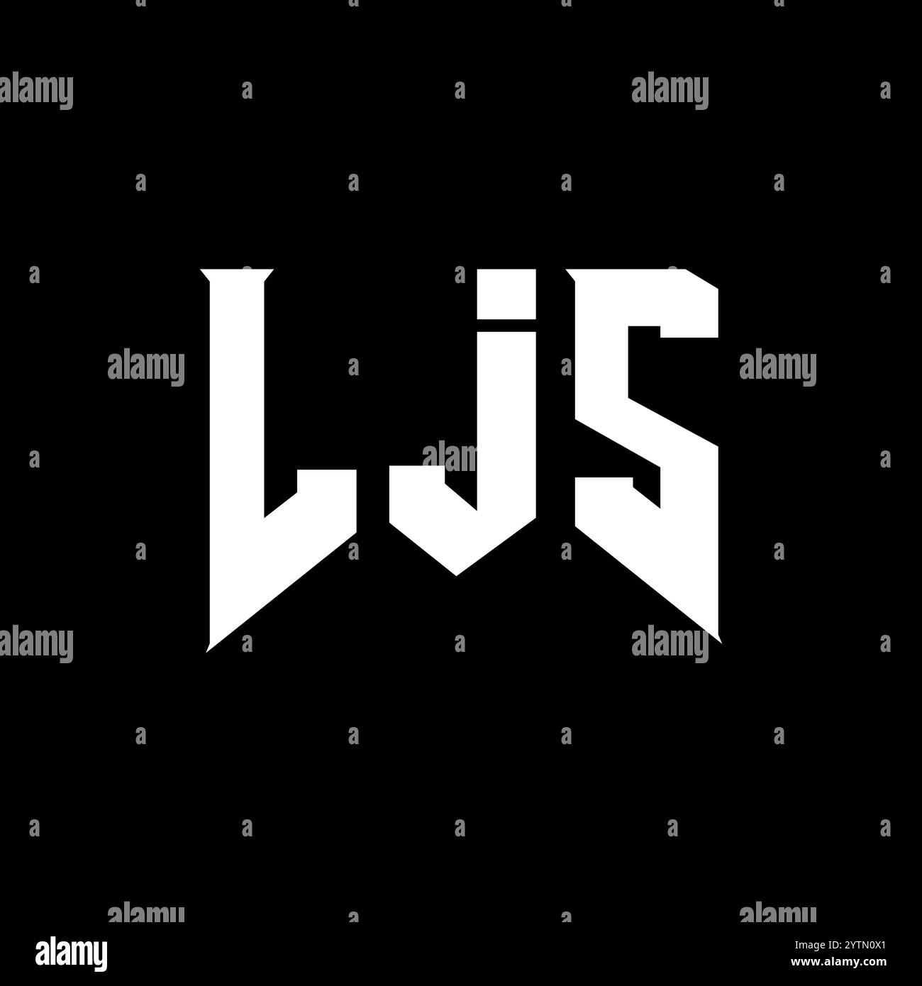 LJS letter logo design for technology company. LJS logo design black and white color combination. LJS logo, LJS vector, LJS design, LJS icon, LJS alph Stock Vector