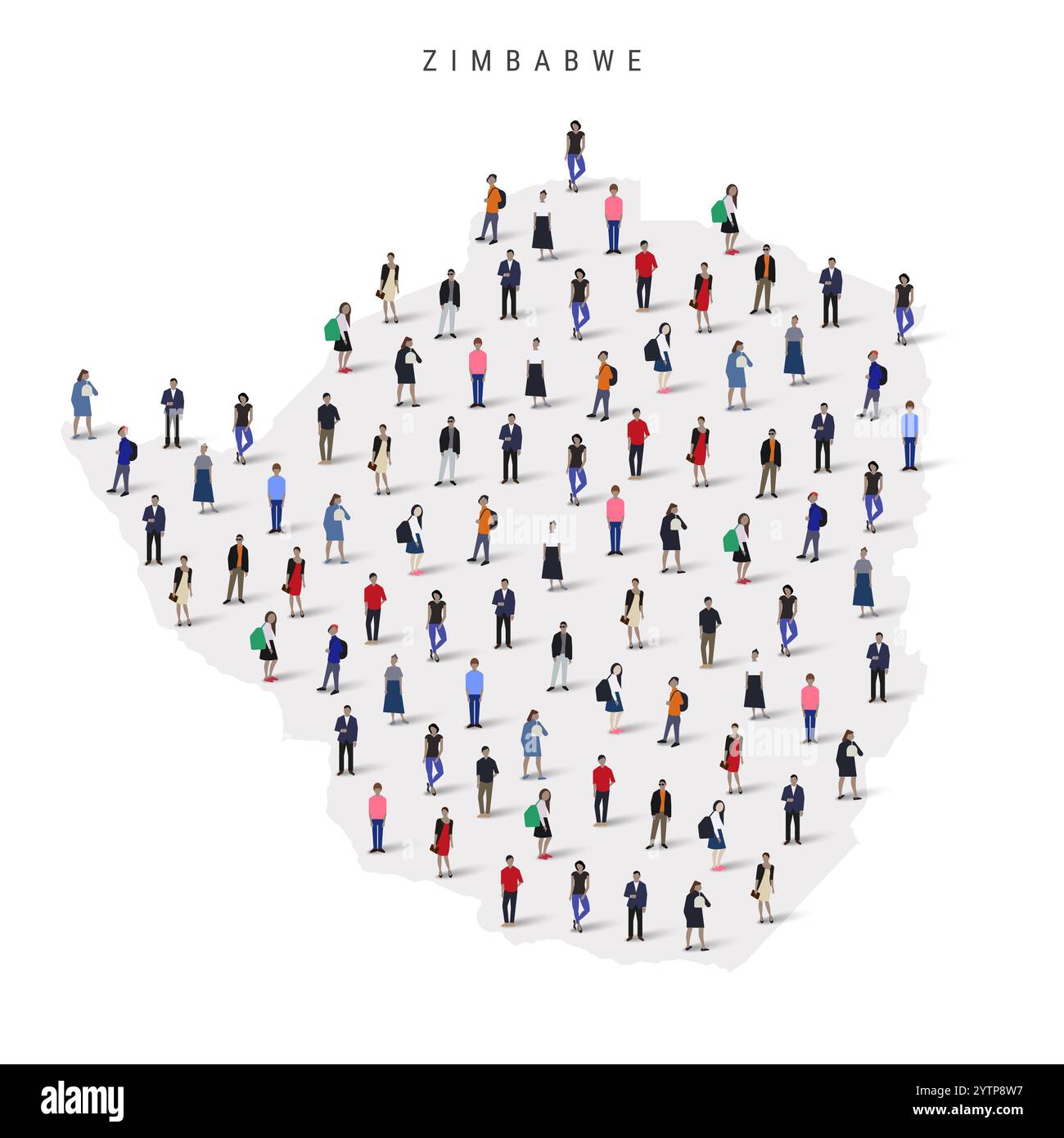 Zimbabwe population map. Large group of people in a shape of Zimbabwean