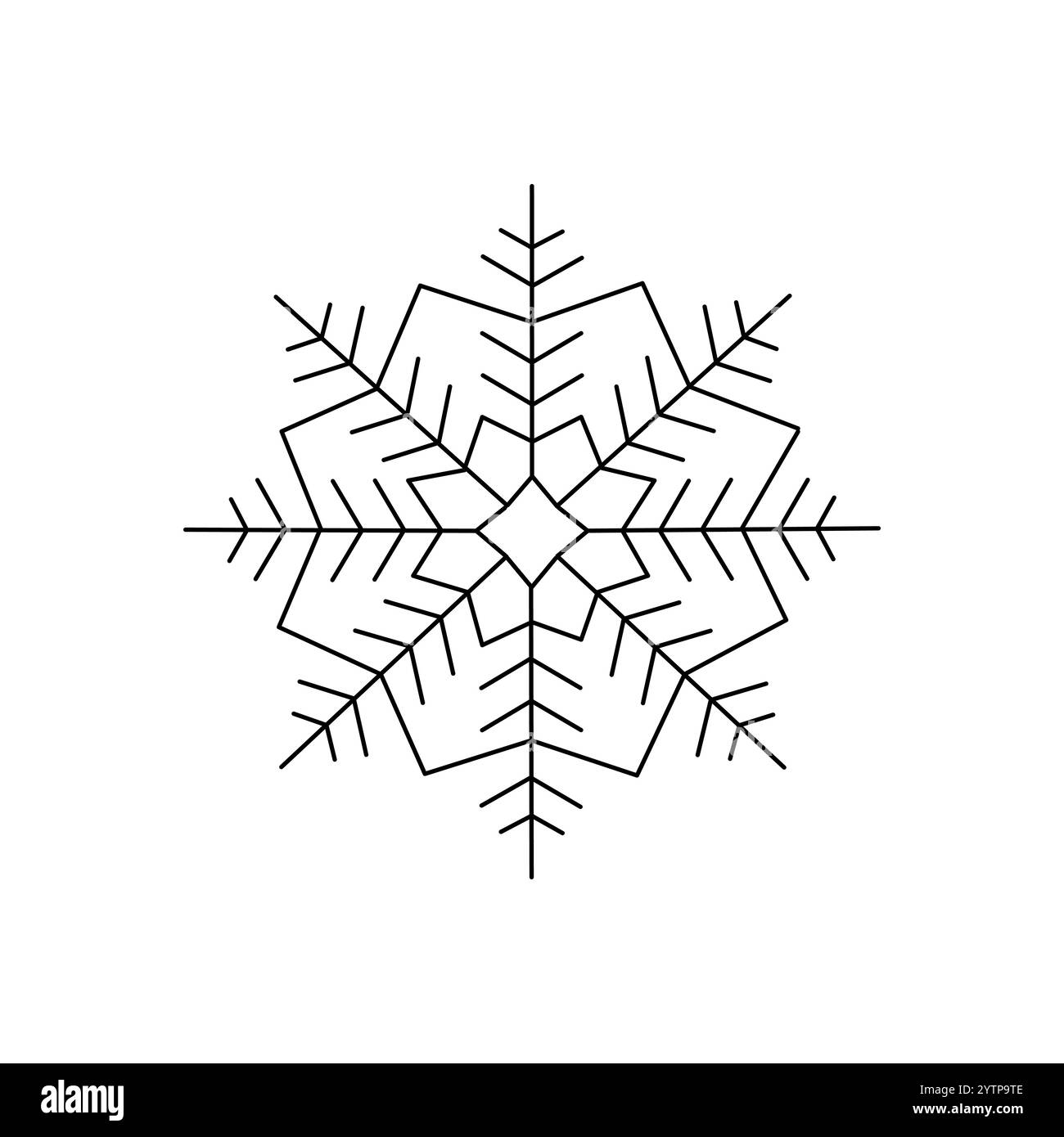 Snowflake Christmas simple doodle linear hand drawn vector illustration ...