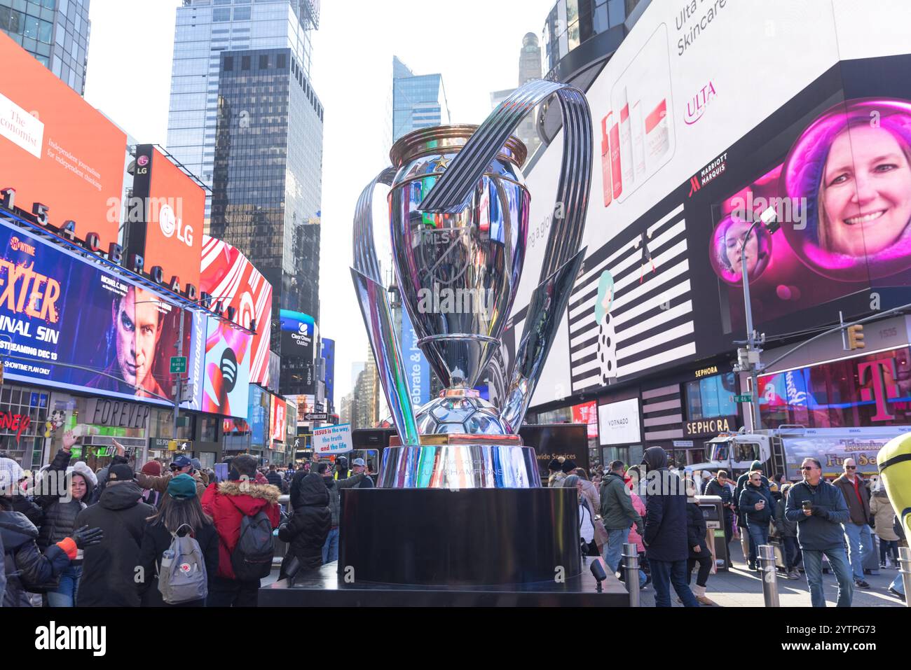 The giant MSL Cup (Major League Soccer is the main professional men's