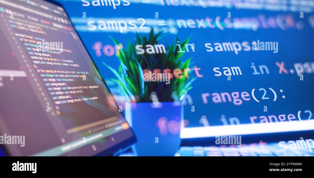 Project managers work new idea. Mobile app developer. Innovative startup project. Stock Photo