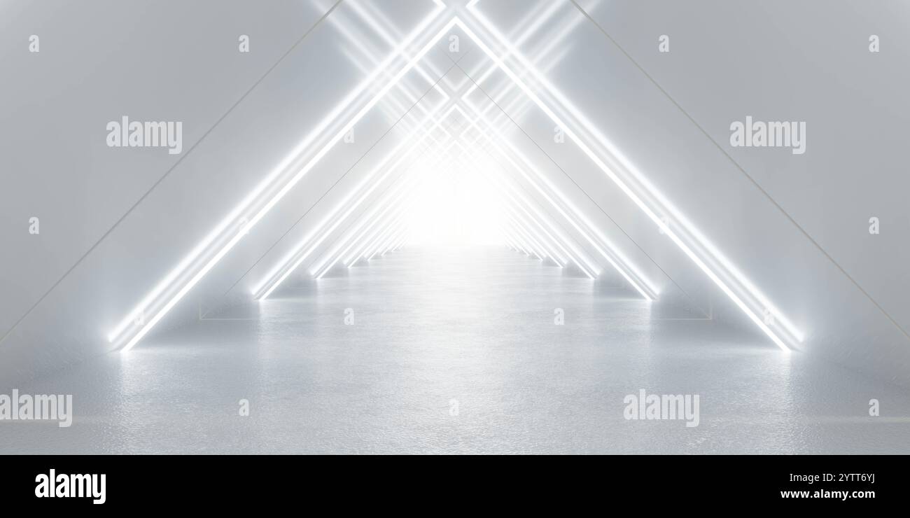 Futuristic Minimalistic Corridor with Bright Light Beams Stock Photo ...